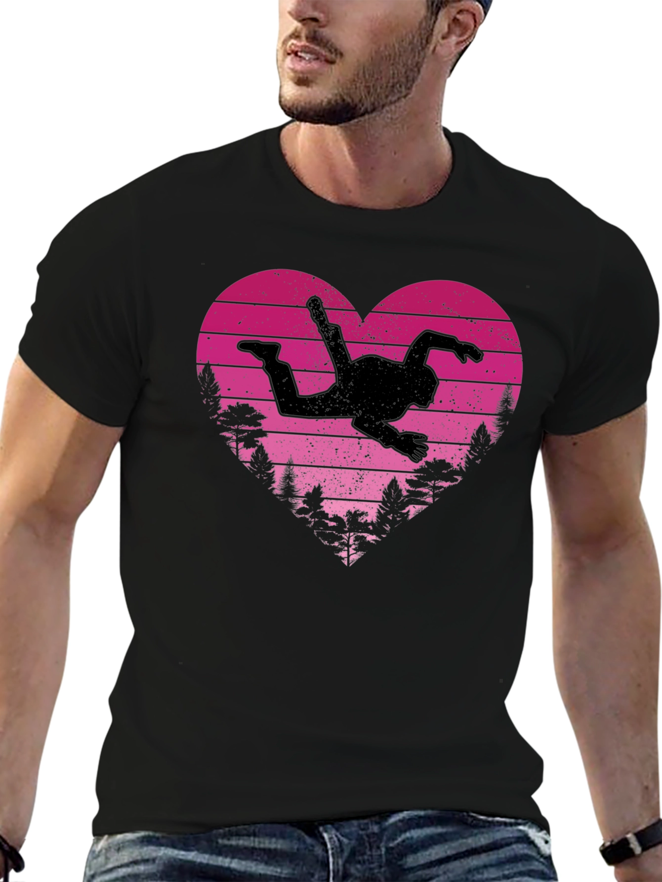 Black Skydiving Heart Graphic Tee view 6