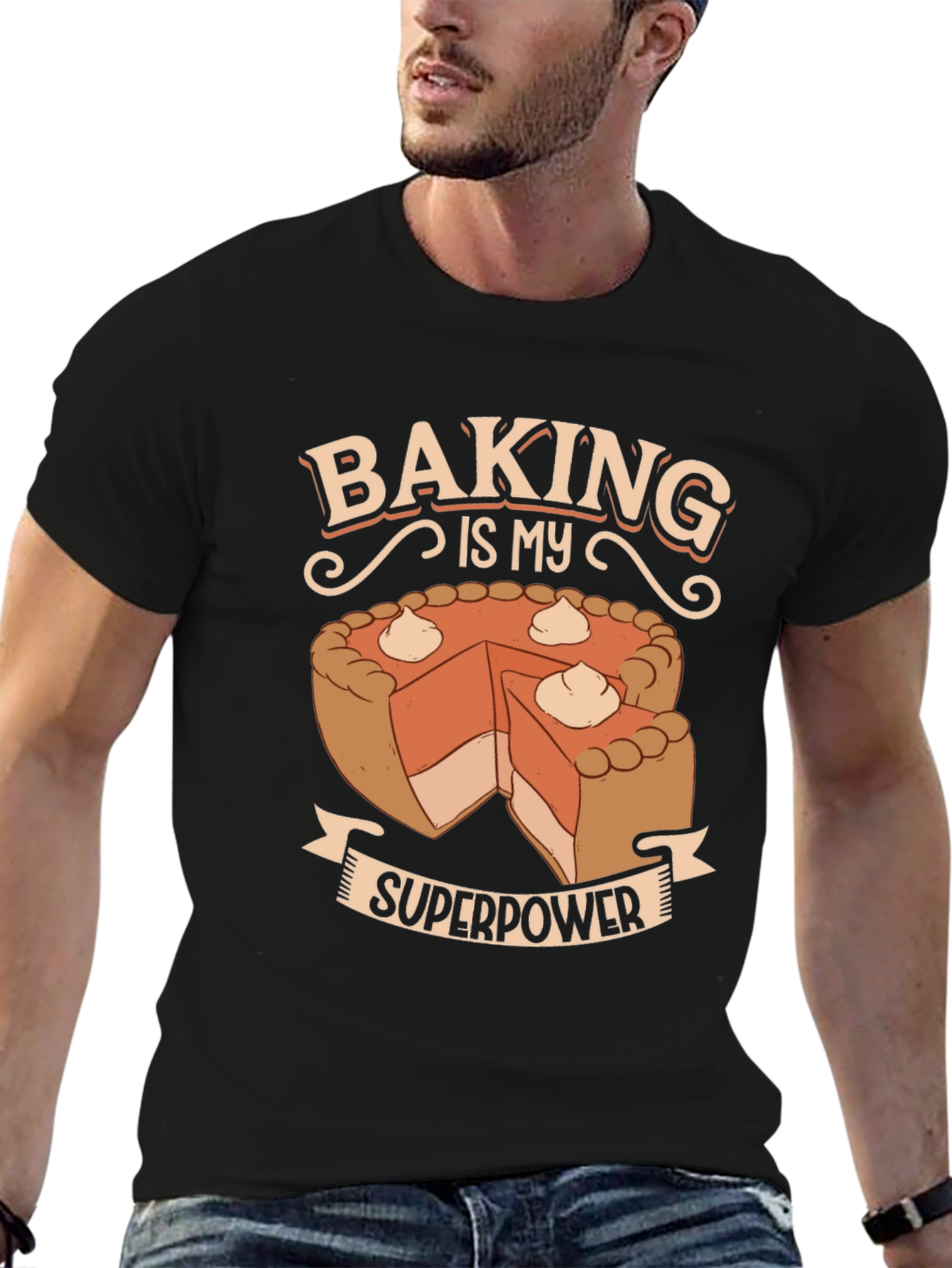 Black Baking is My Superpower T-Shirt - Novelty Graphic Tee view 6