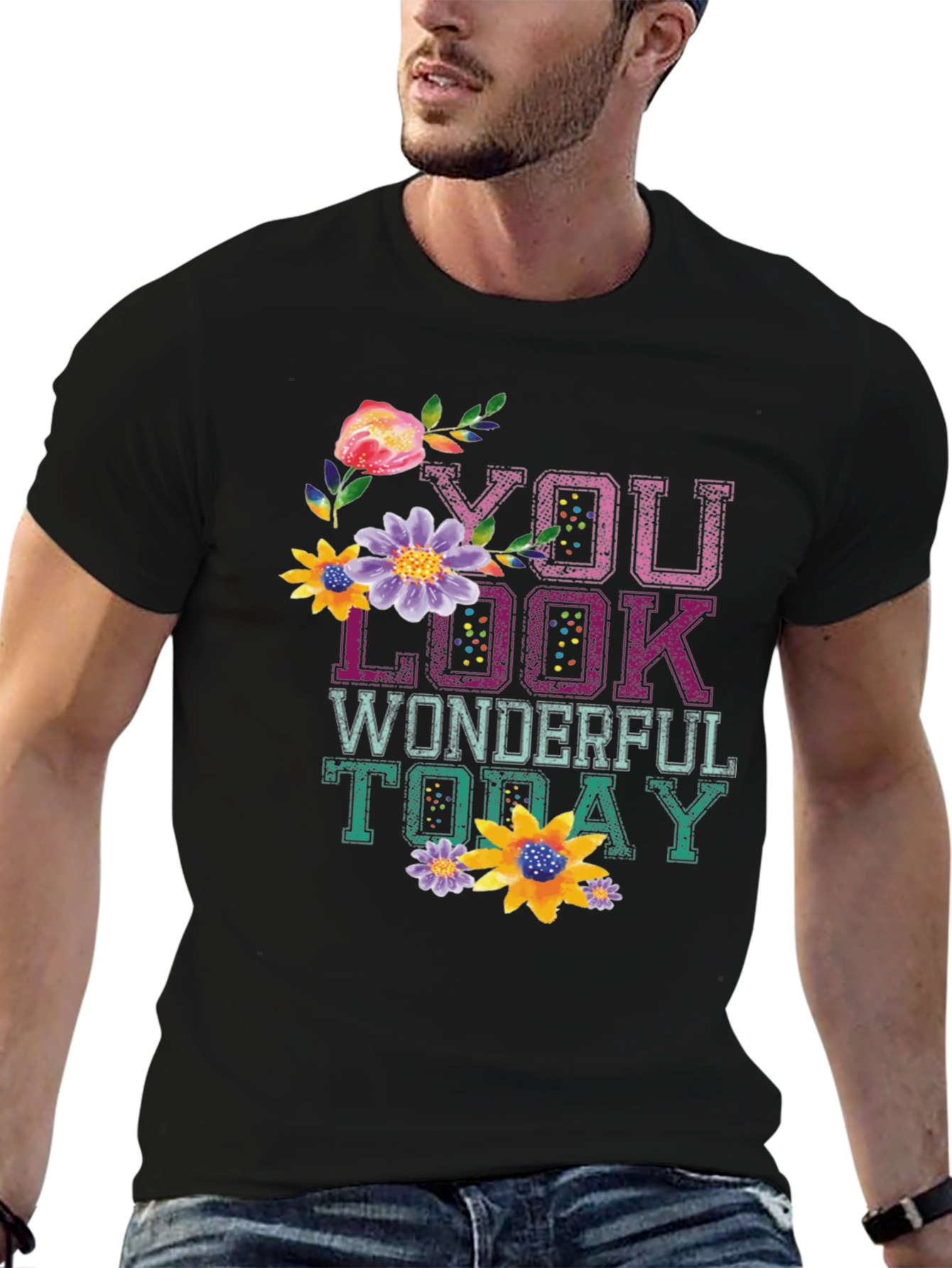 Black Floral Graphic Tee - You Look Wonderful Today view 6