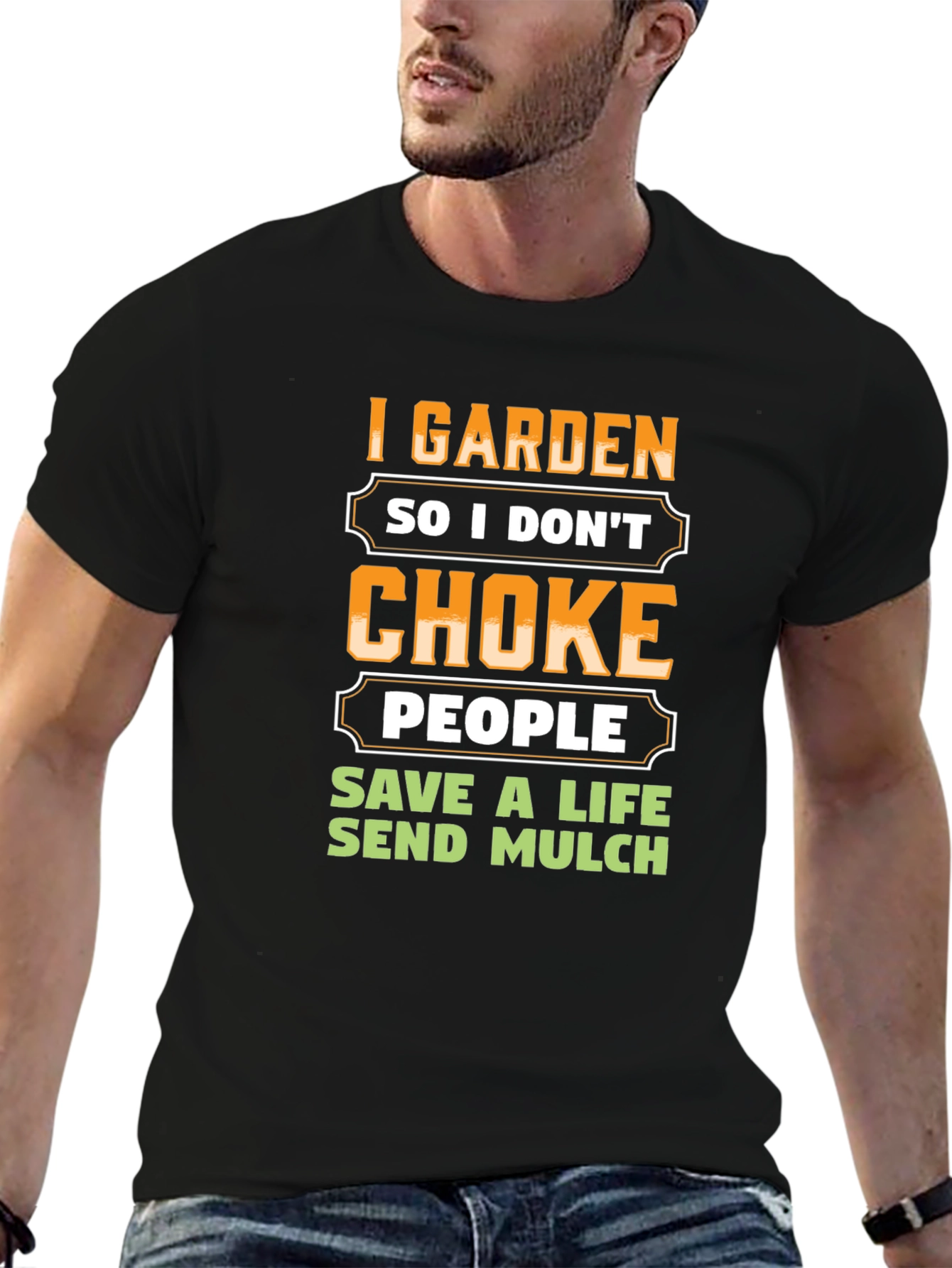Black I Garden So I Don't Choke People T-Shirt view 6