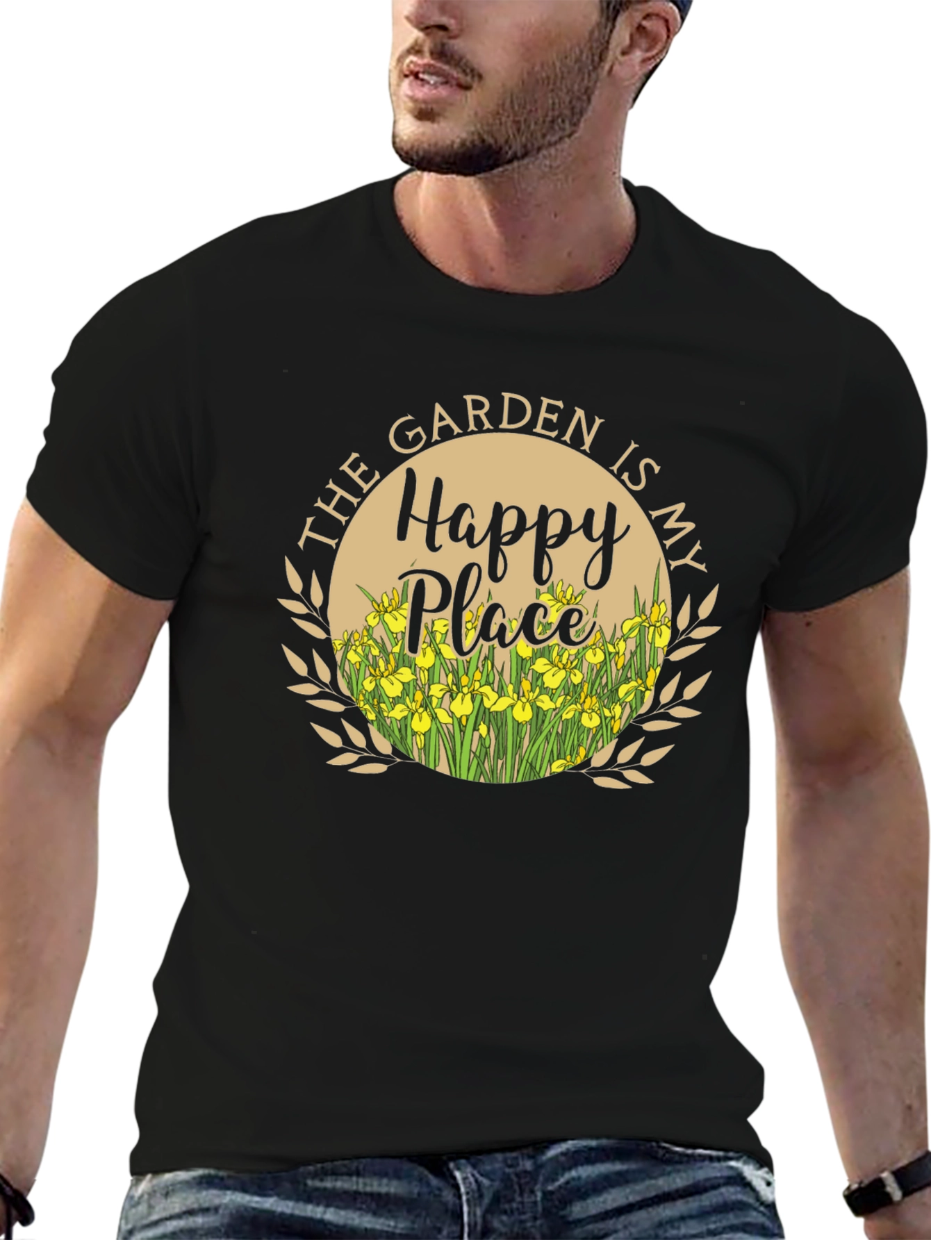 Black The Garden is My Happy Place Black T-Shirt view 6