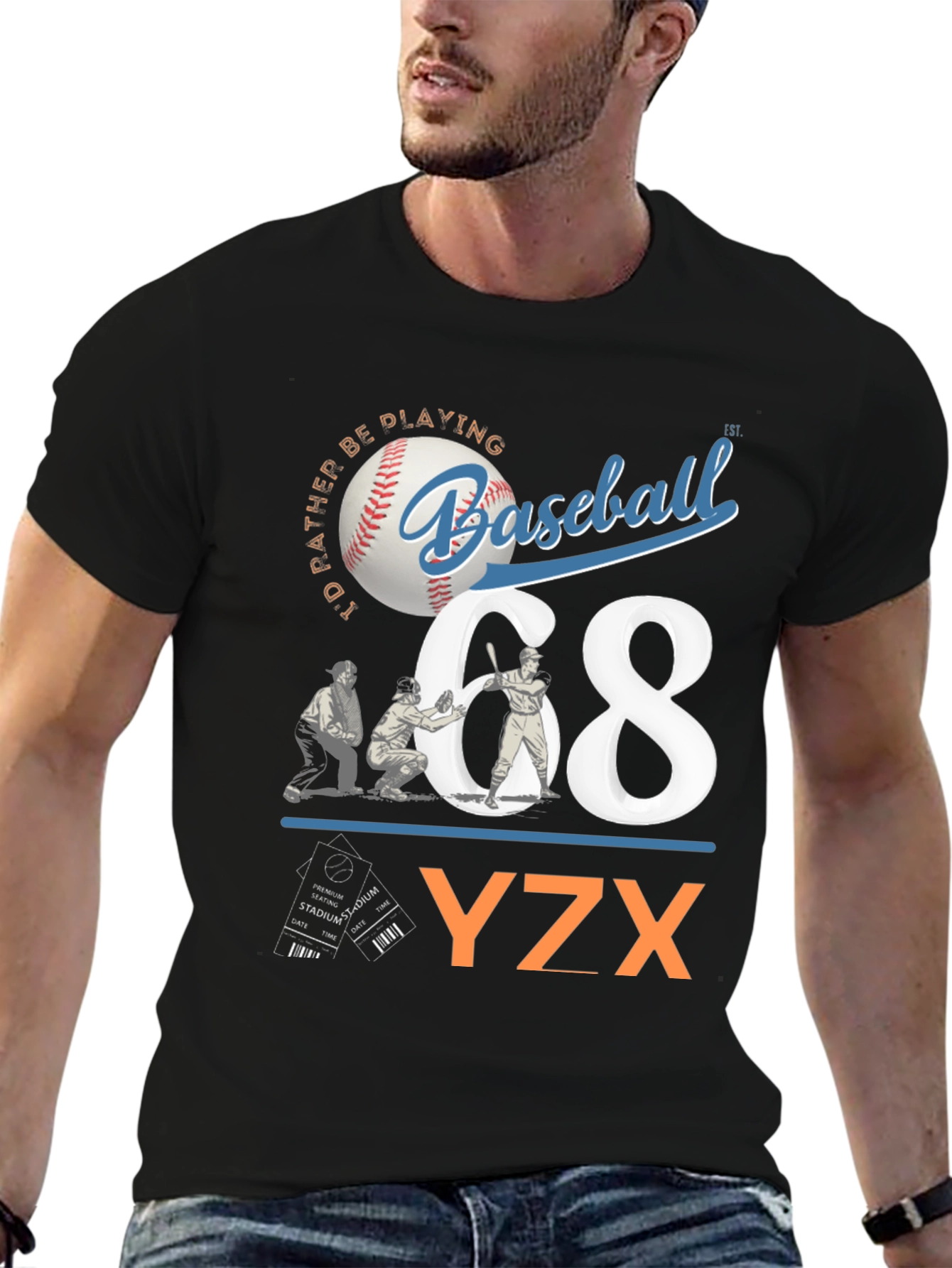 Black Baseball Graphic Tee - YZX view 6