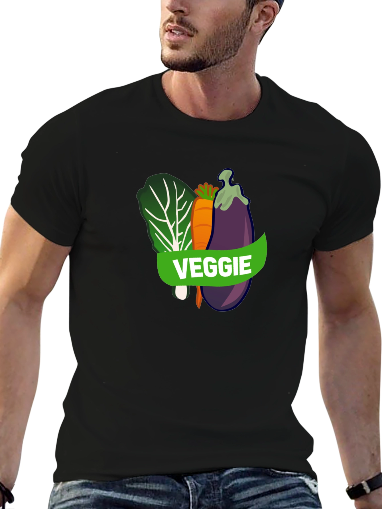 Veggie T-Shirt - Black Vegan Tee - 6