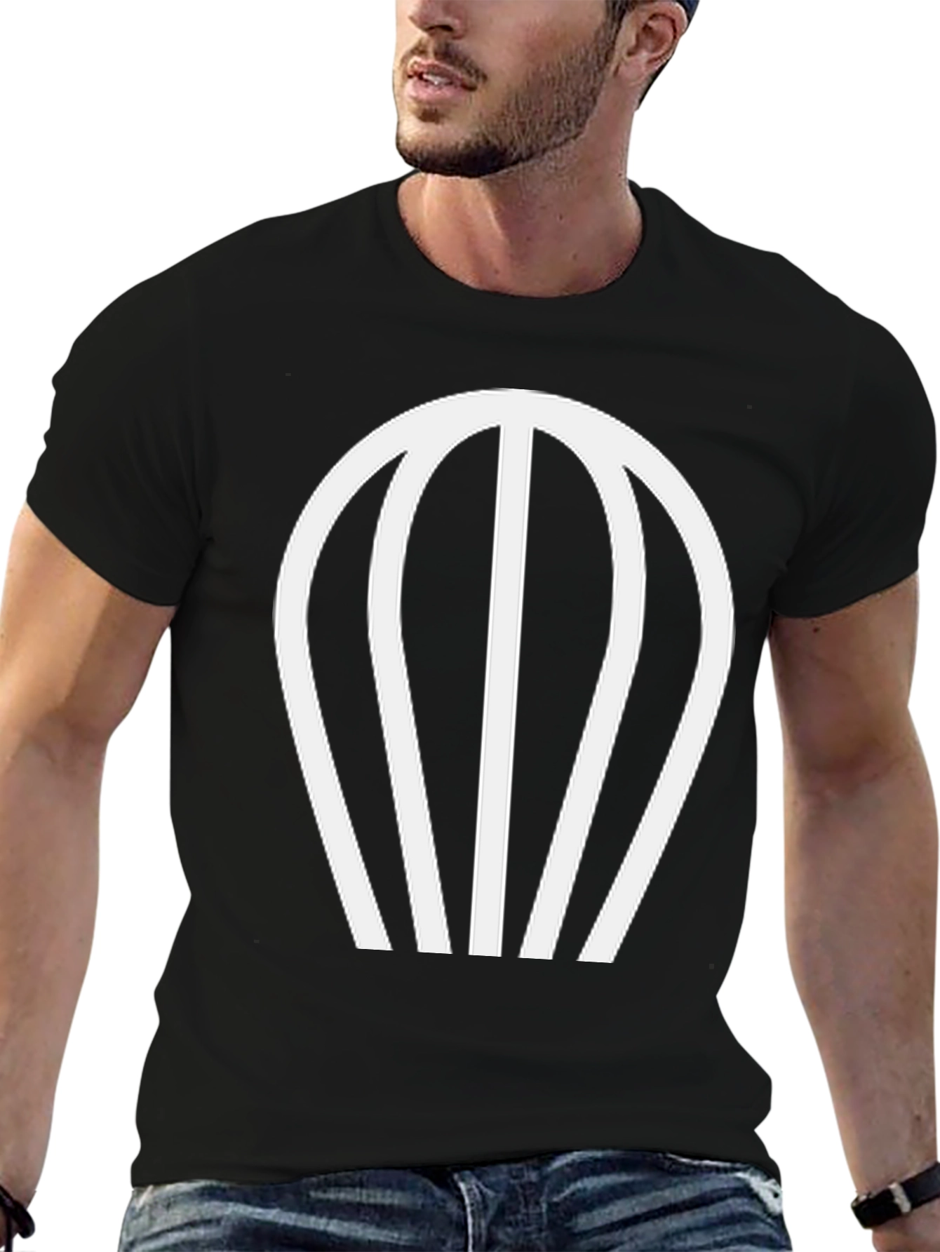 Black Modern Parachute Graphic Black T-Shirt view 6