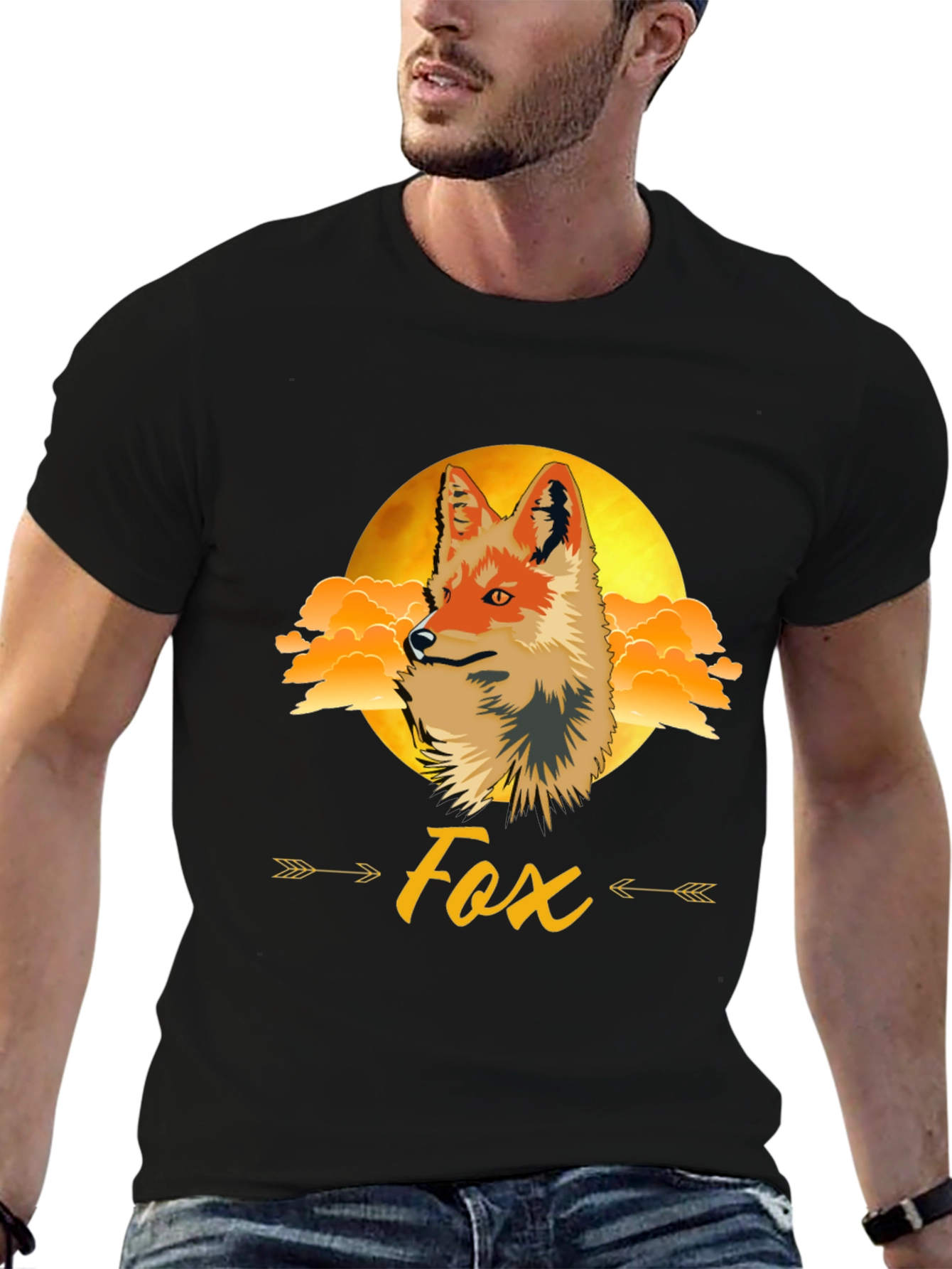 Black Fox Graphic Print Tee - Trendy Animal Design view 6