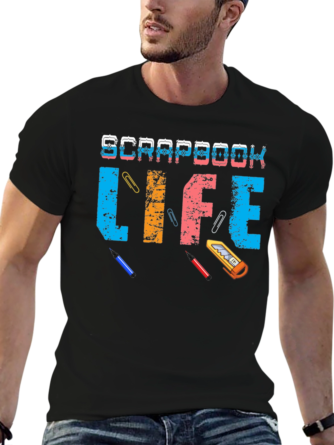 Black Scrapbook Life Graphic Tee view 6