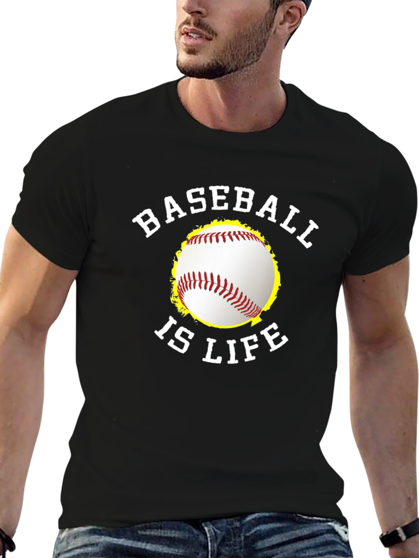 Black Baseball Is Life Graphic T-Shirt - Black Tee view 6