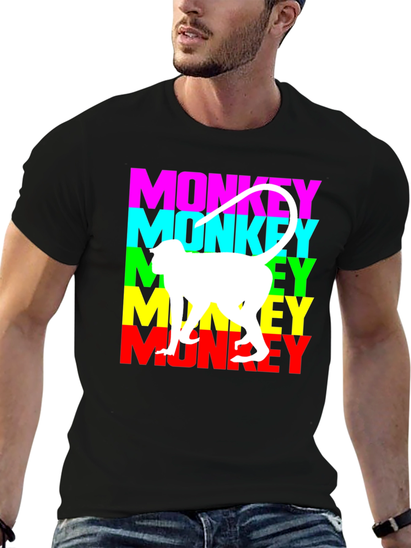 Black Monkey Graphic Tee - Black Cotton Blend T-Shirt view 6