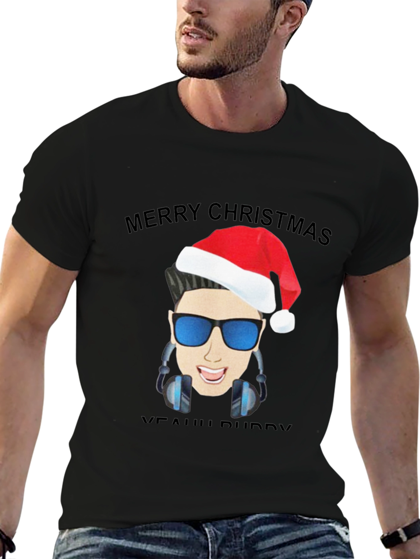 Black Merry Christmas DJ T-Shirt view 6