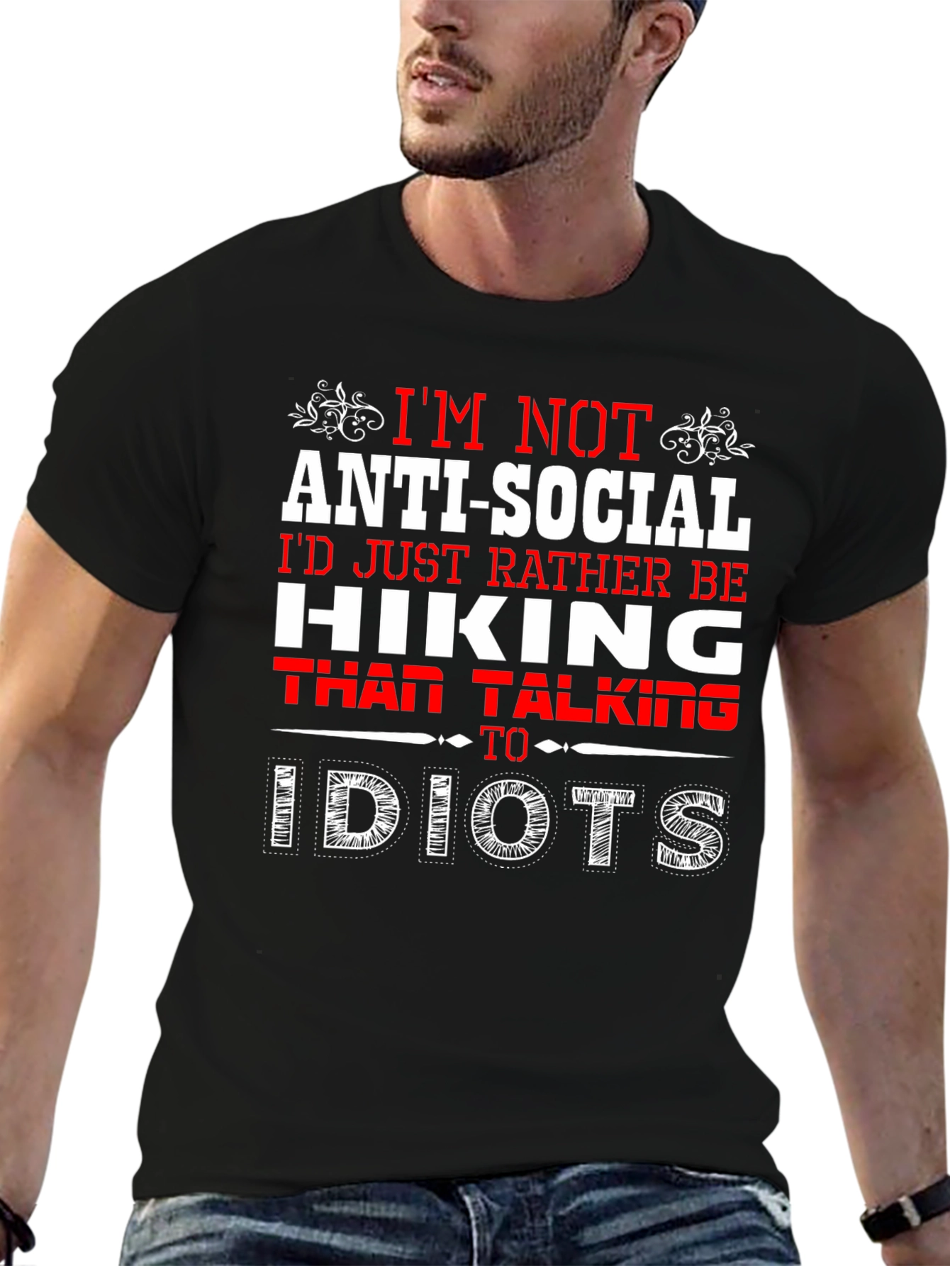 Black Funny Hiking T-Shirt - Anti-Social Outdoors Tee view 6