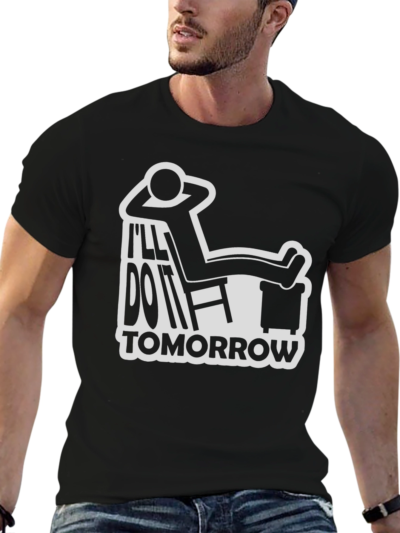 Black I'll Do It Tomorrow Graphic Tee view 6
