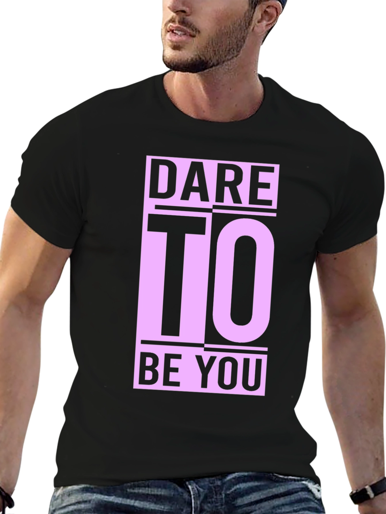 Black Dare To Be You Graphic Tee - Black Cotton Comfort view 6