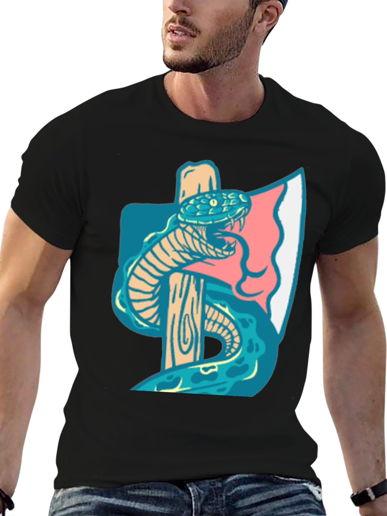 Black Axe & Snake Graphic Tee - Cool Casual Style view 6