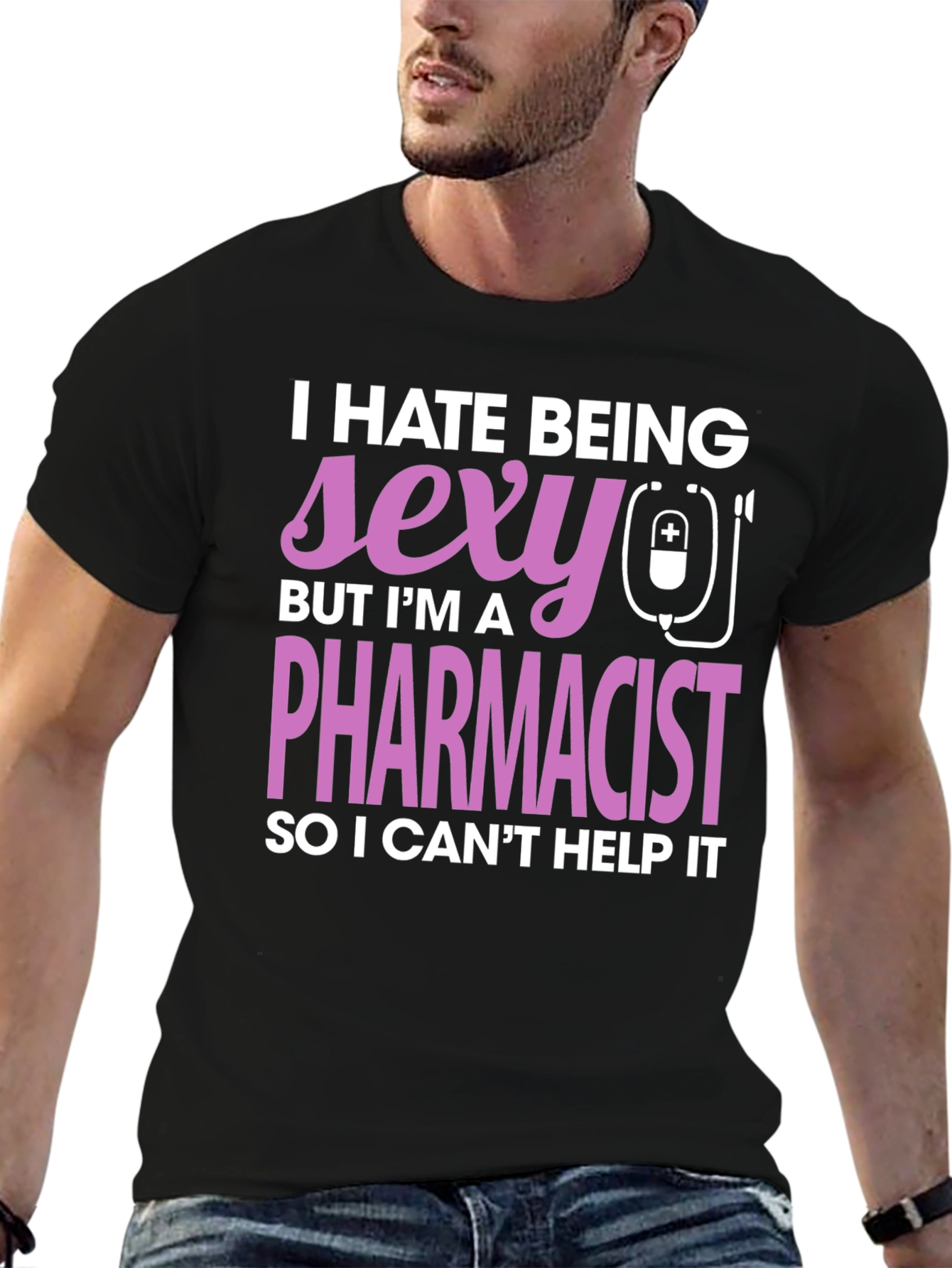 Black Funny Pharmacist T-Shirt - I Hate Being Sexy view 6
