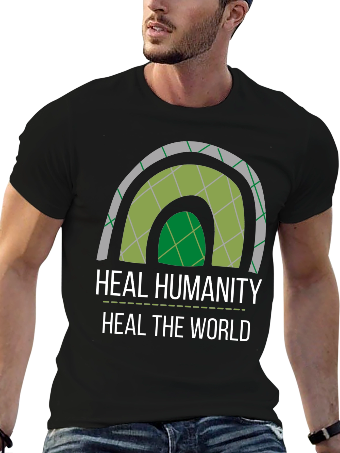 Black Heal Humanity T-Shirt - Eco-Friendly Design view 6