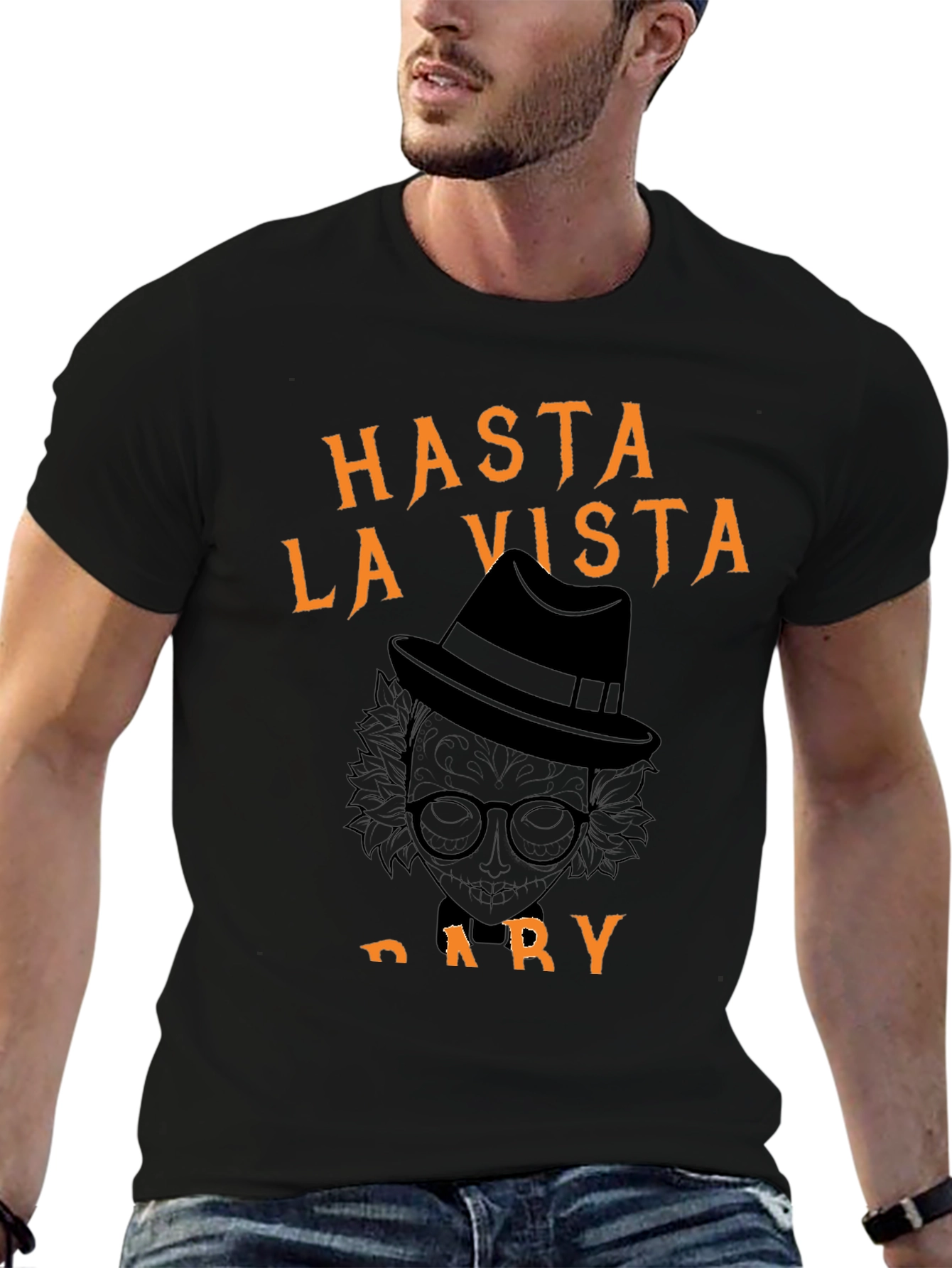 Black Hasta La Vista, Dary Halloween T-Shirt view 6