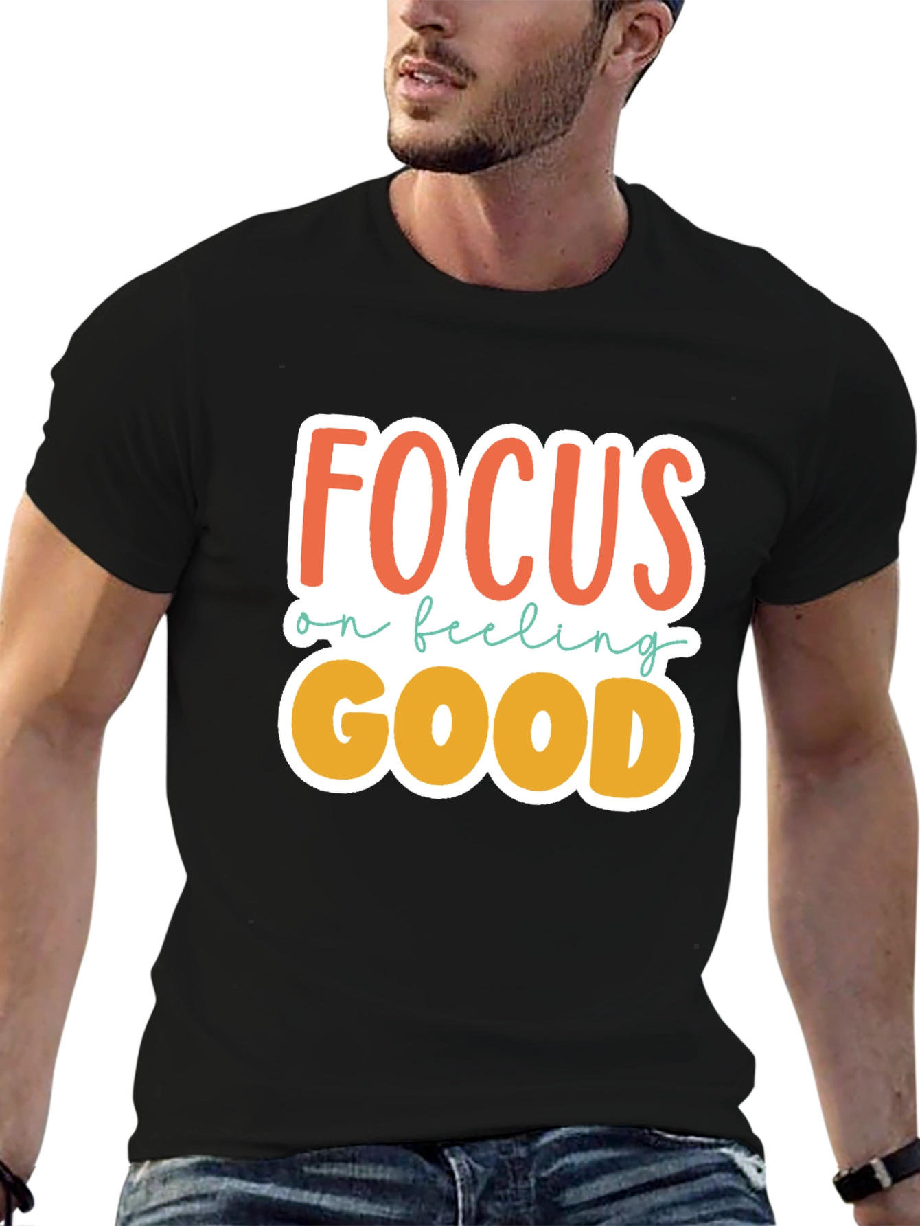 Black Focus on Feeling Good Graphic Tee view 6