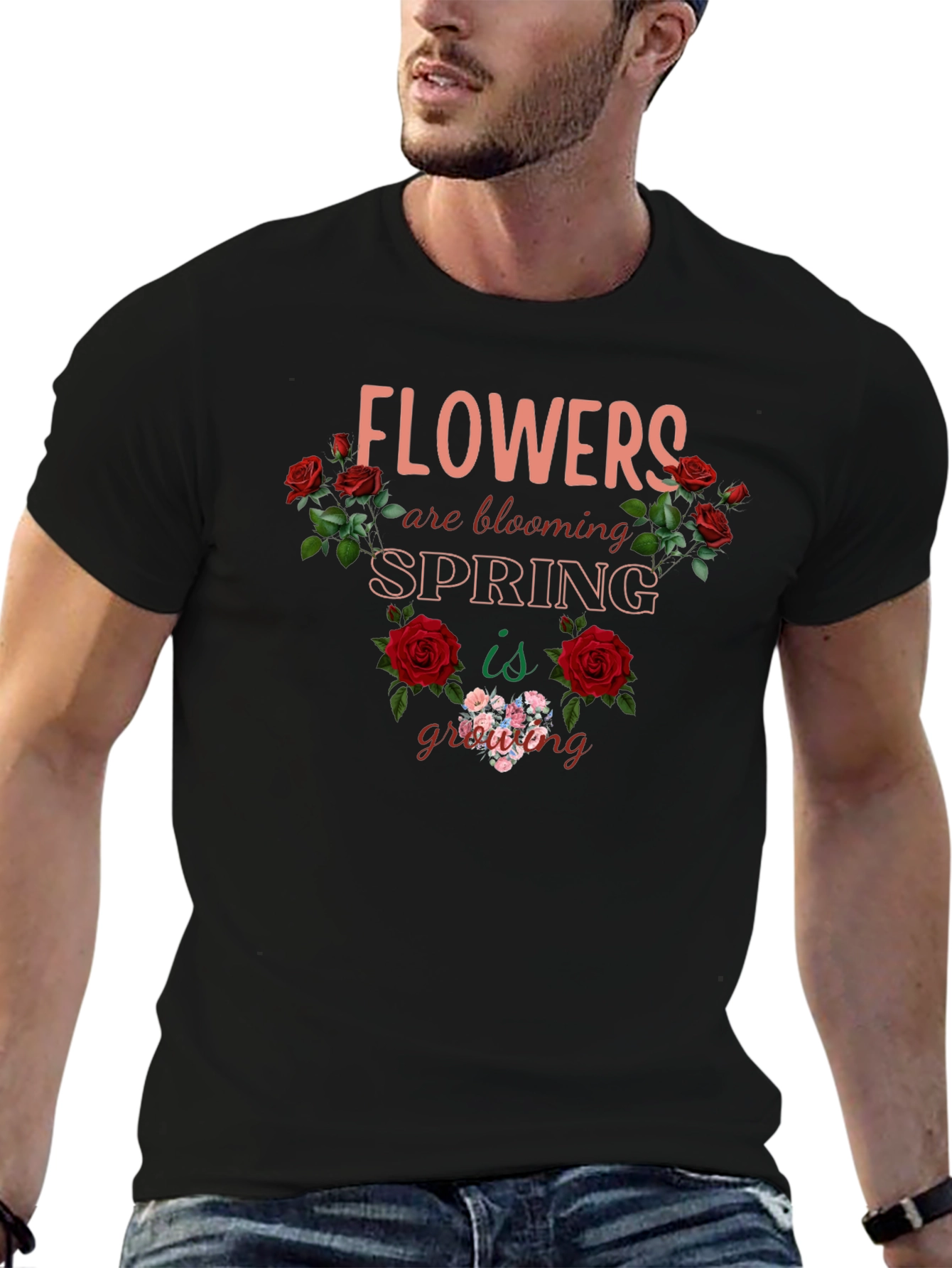 Black Flowers are Blooming Spring is Growing T-shirt view 6