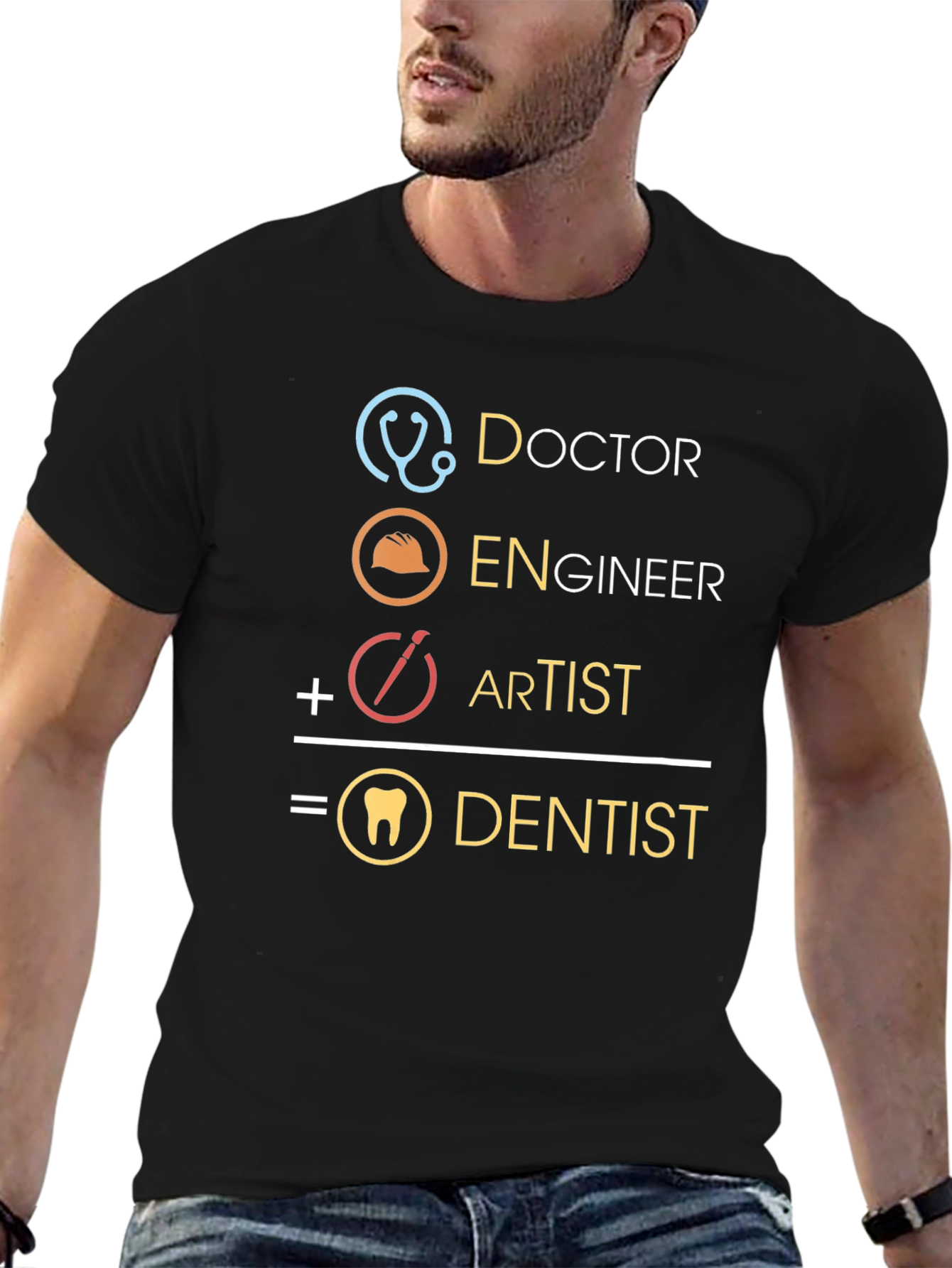 Black Doctor, Engineer, Artist = Dentist Funny Graphic Tee view 6