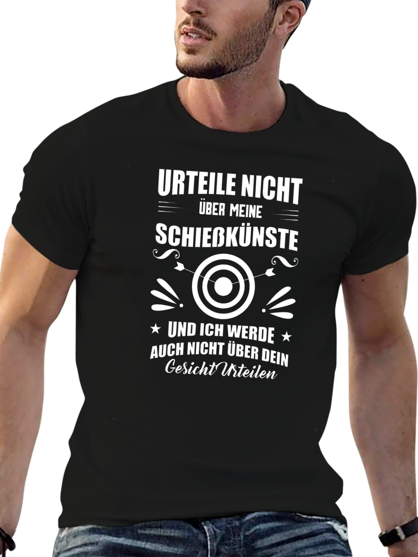 Black Archery Humor T-Shirt - German Slogan Design view 6
