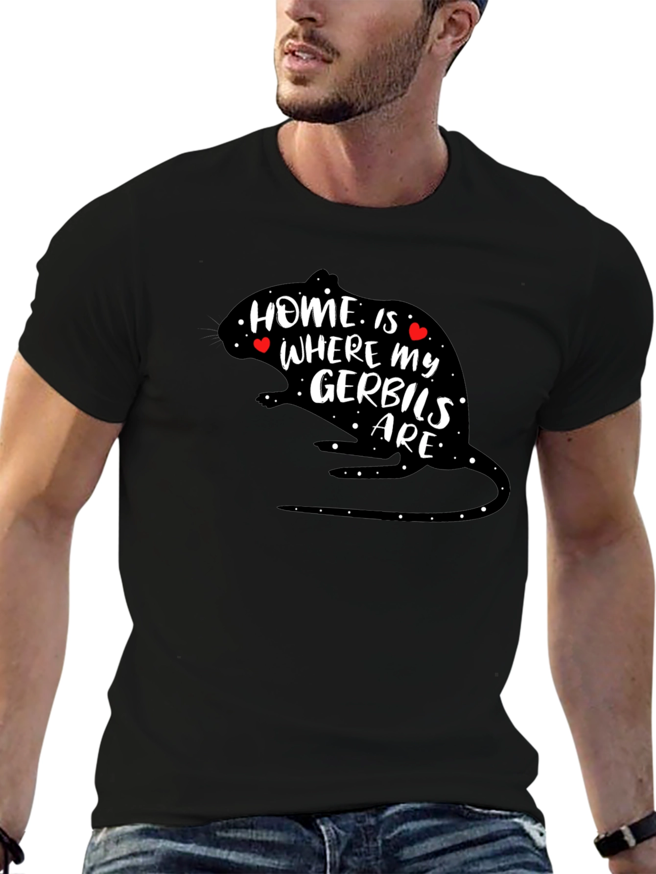 Black Home is Where My Gerbils Are T-Shirt view 6