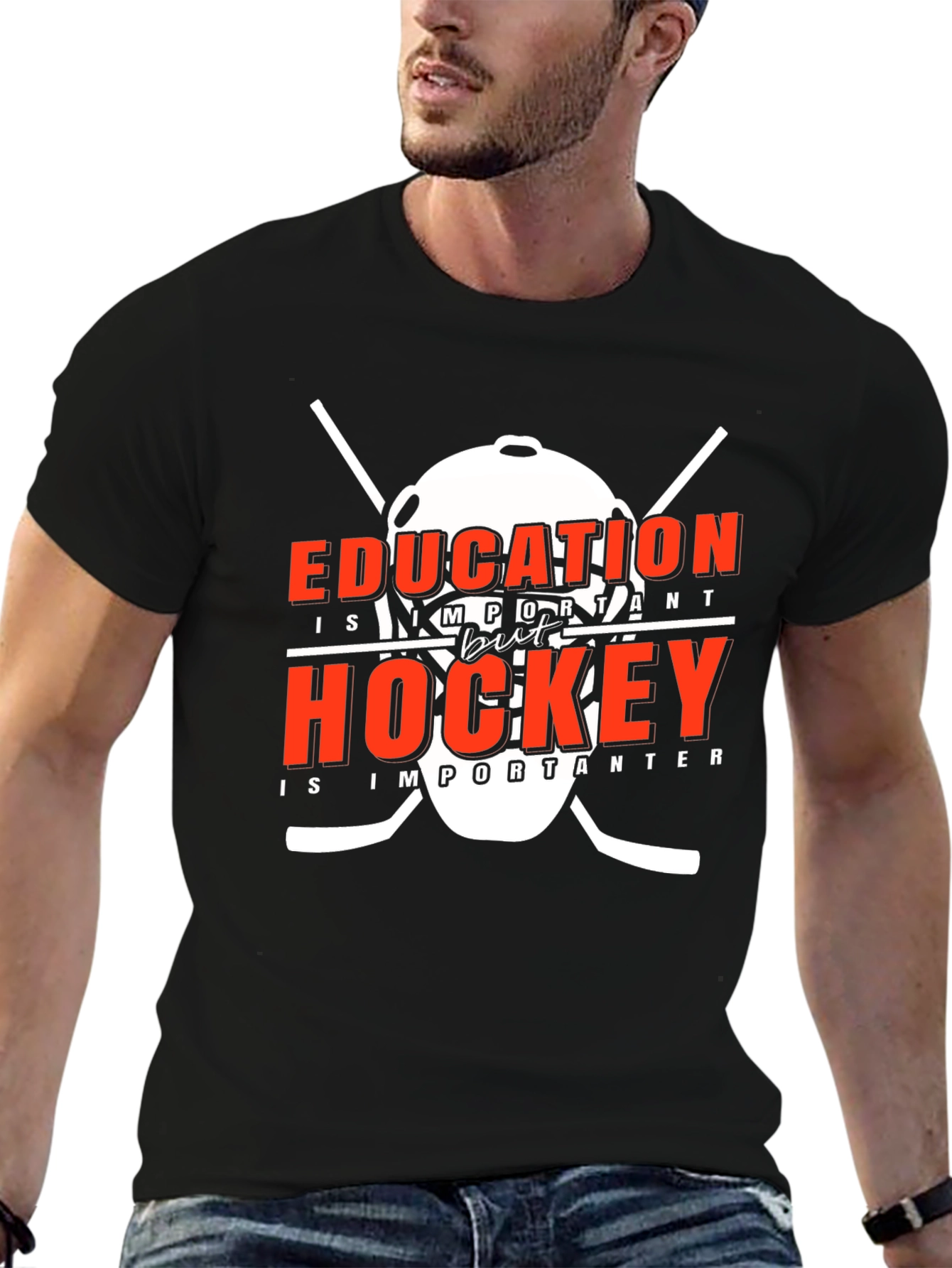 Black Education But Hockey T-Shirt view 6