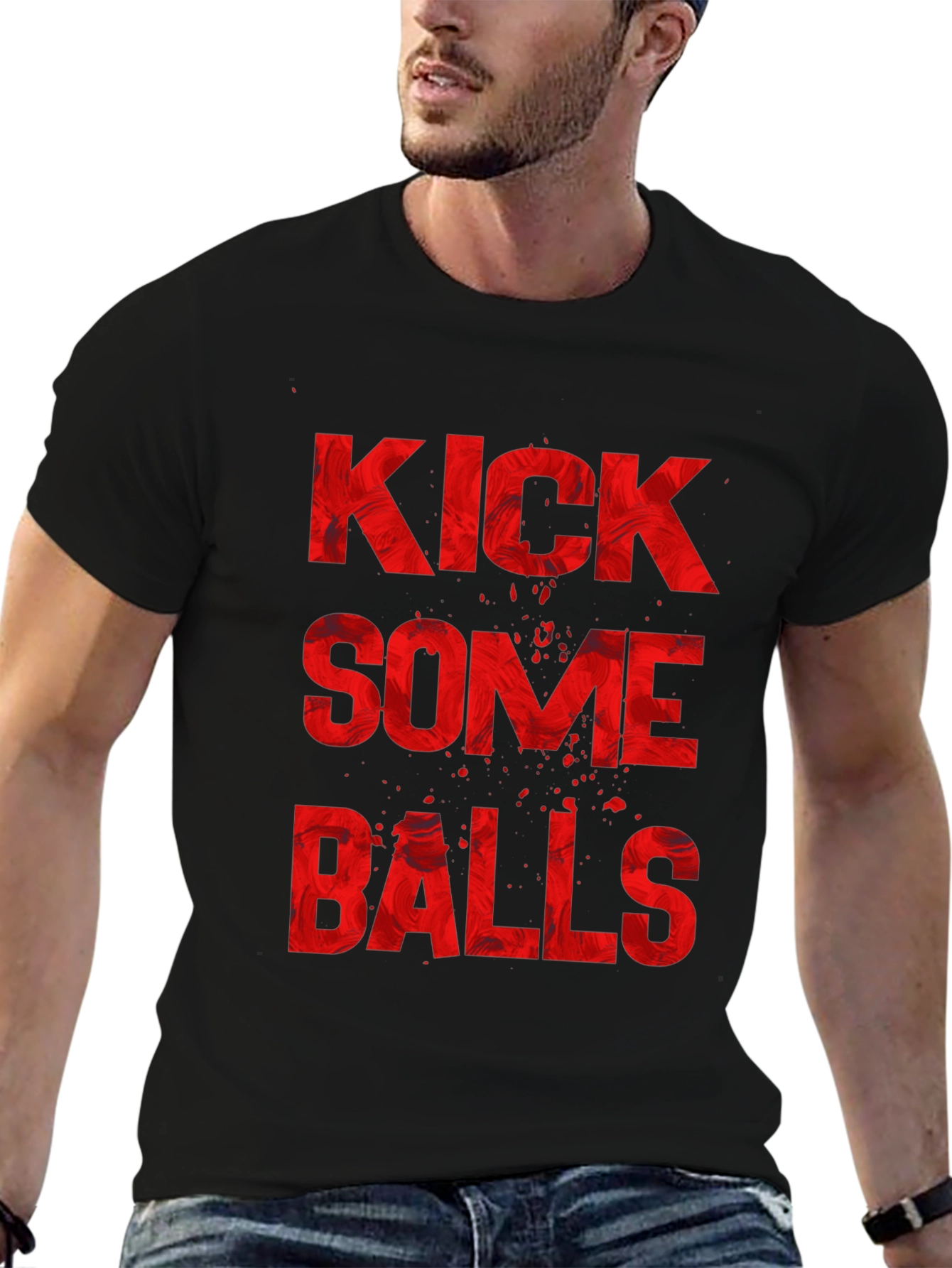 Black Kick Some Balls Graphic T-Shirt view 6