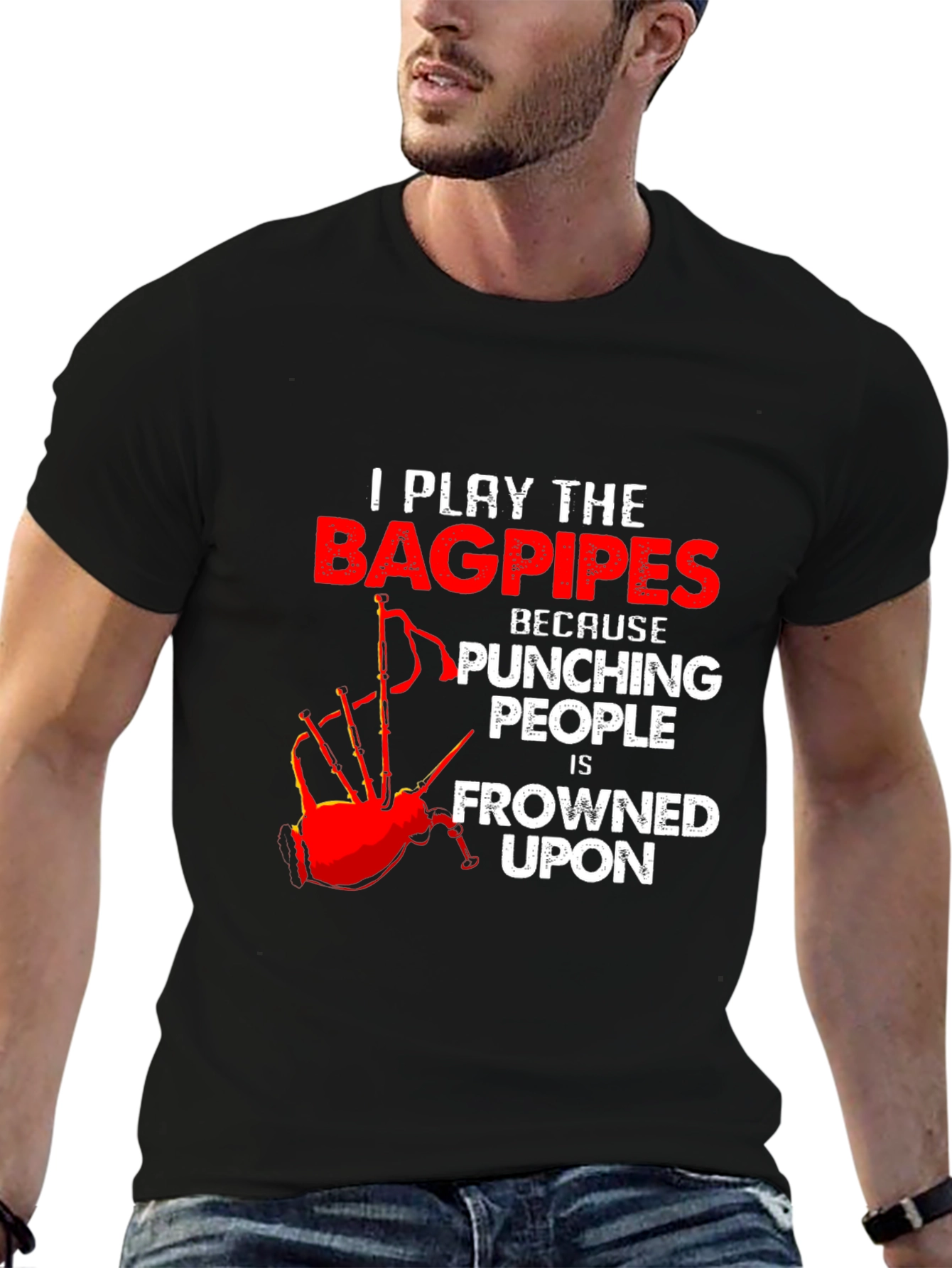 Black Bagpipes T-Shirt: Because Punching People is Frowned Upon view 6