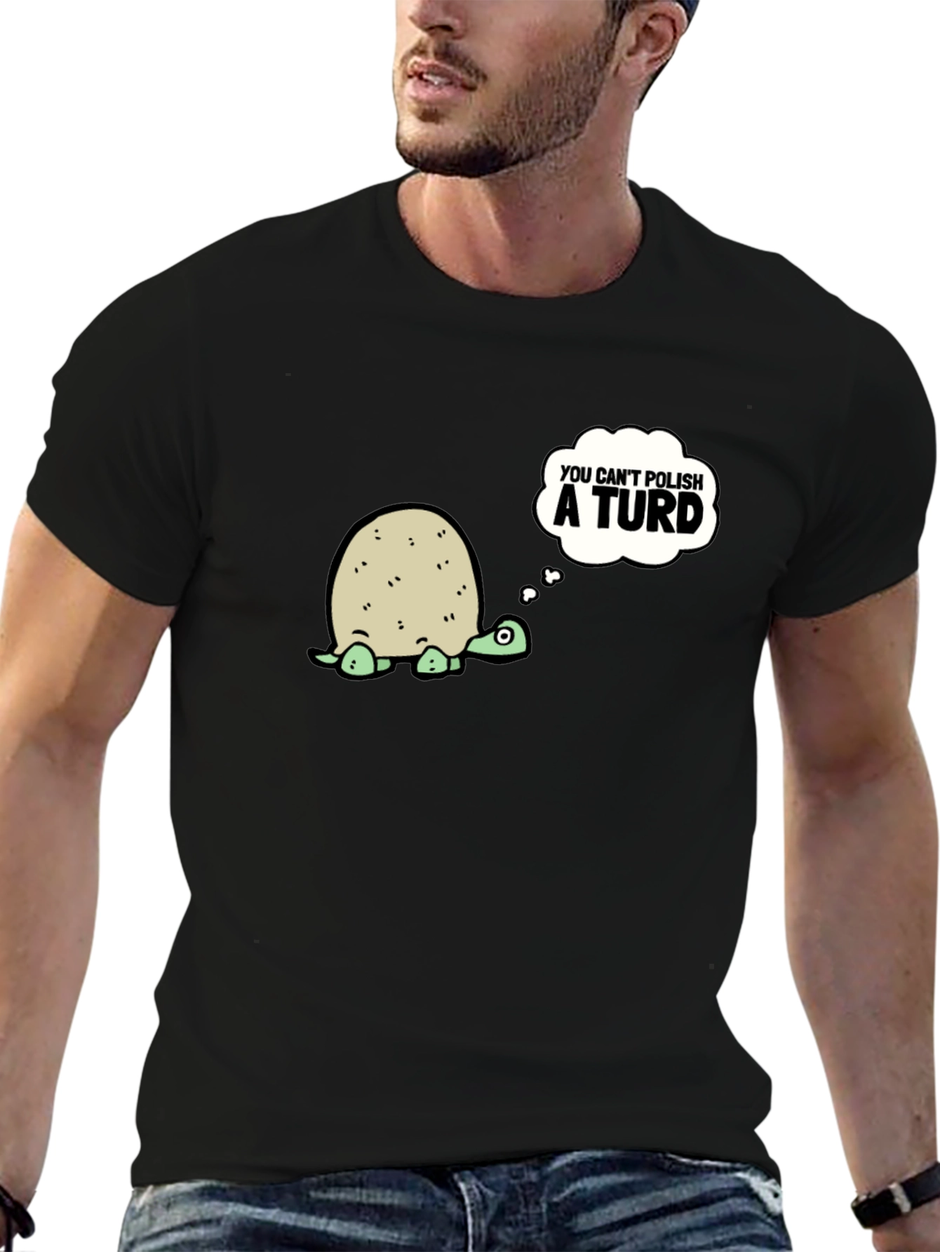 Black Humorous Turtle Graphic Tee - You Can't Polish a Turd view 6