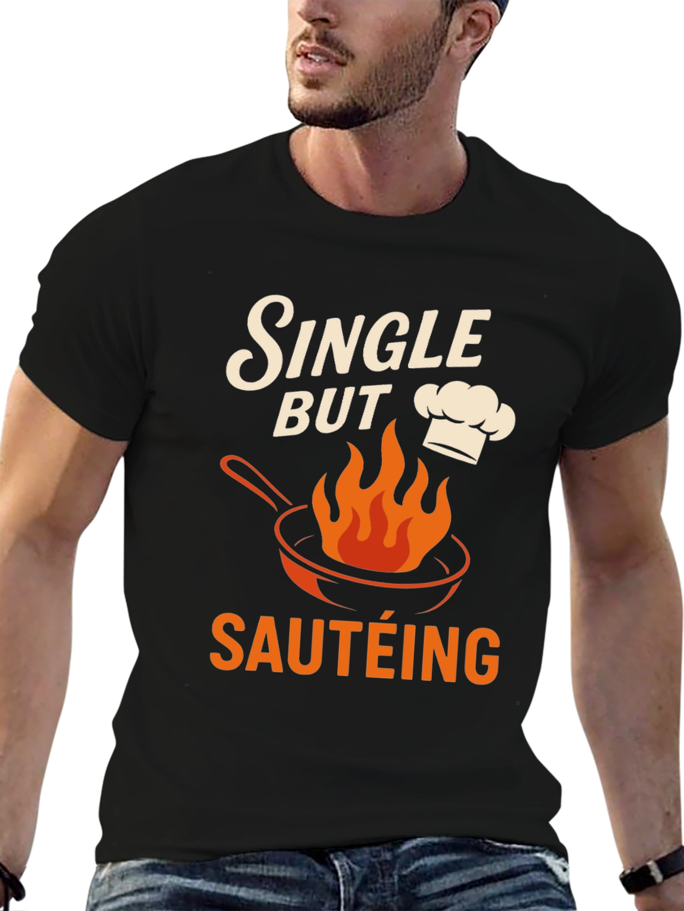 Black Single But Sautéing Funny Cook T-Shirt view 6