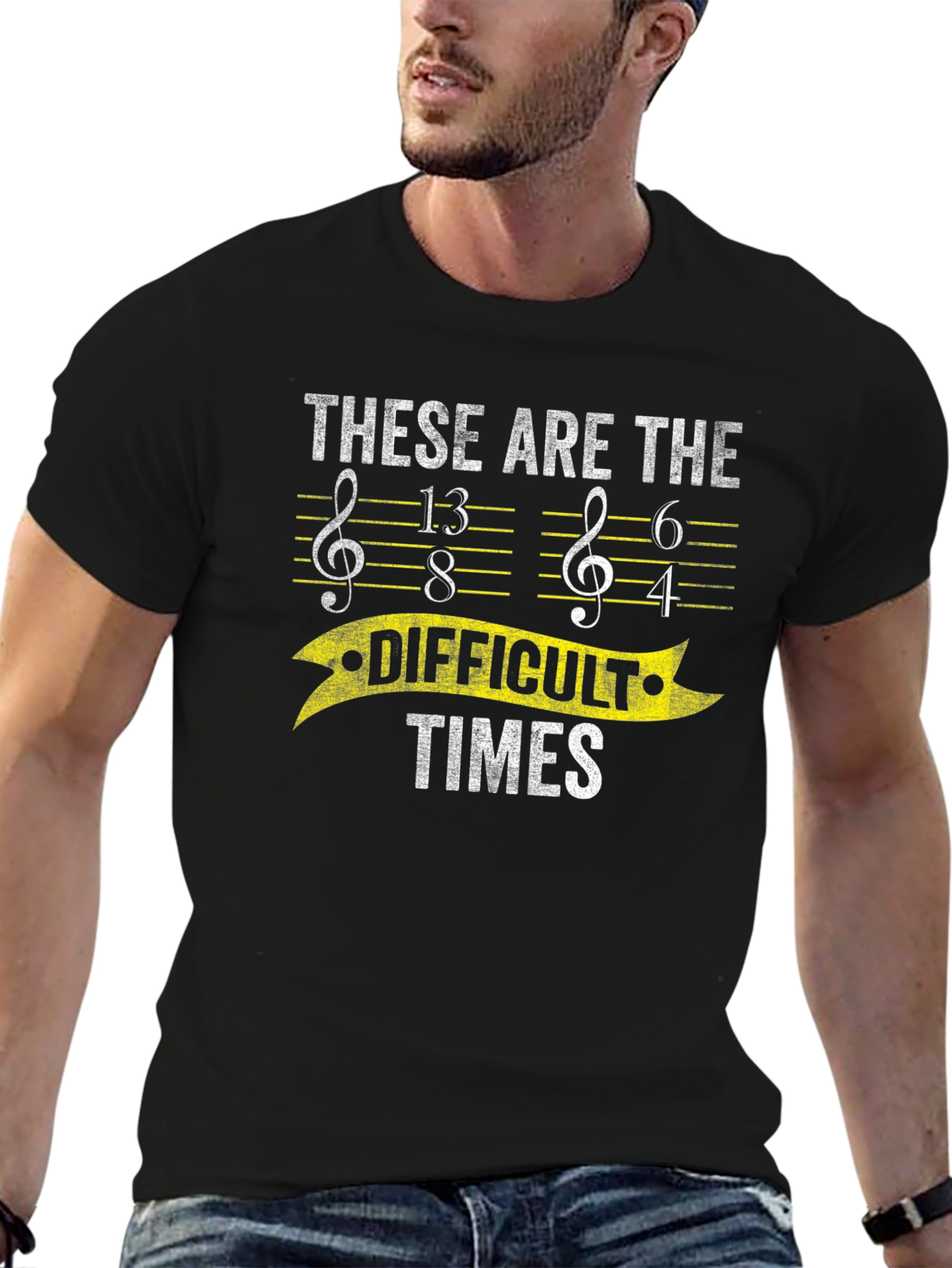 Black Difficult Times Music T-Shirt  view 6