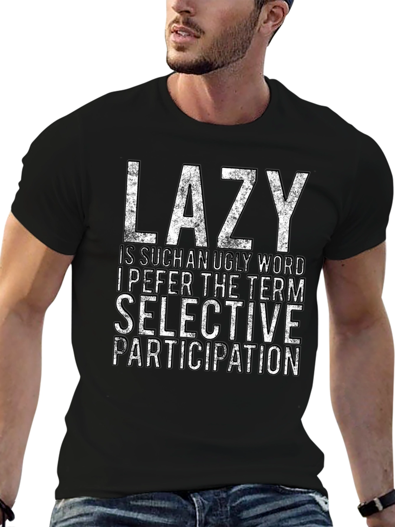 Black Lazy Funny Graphic Novelty T-Shirt view 6