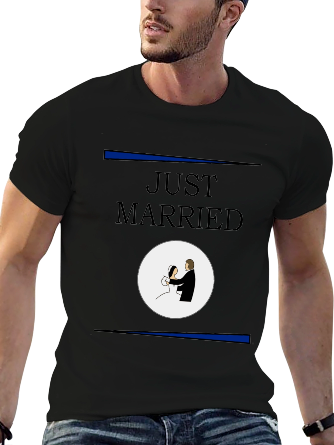 Black Just Married T-Shirt view 6