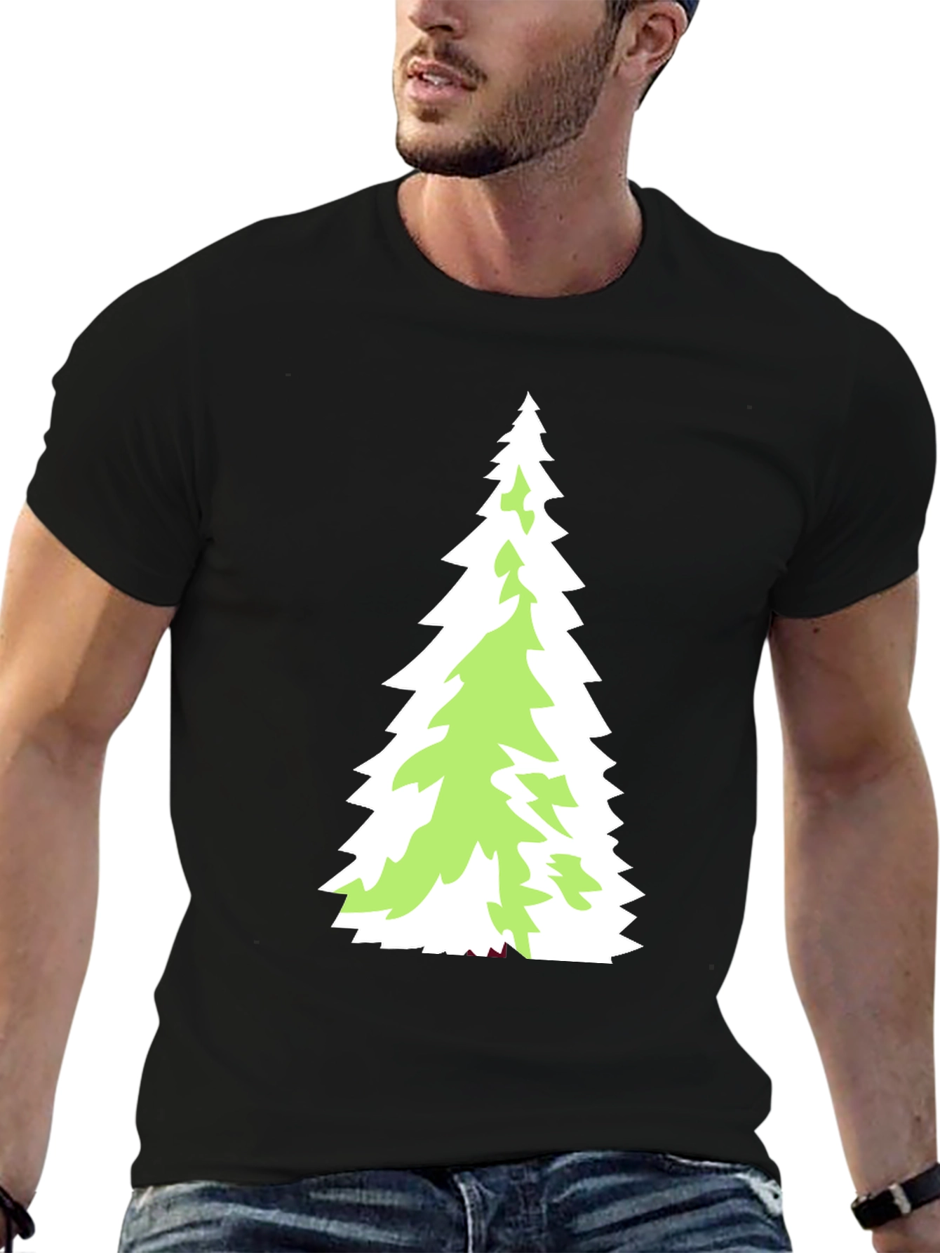 Black Festive Christmas Tree Graphic Tee - Holiday Style view 6