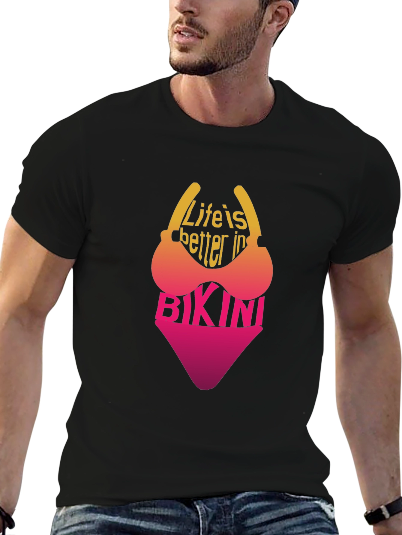 Black Life is Better in Bikini Black T-Shirt view 6