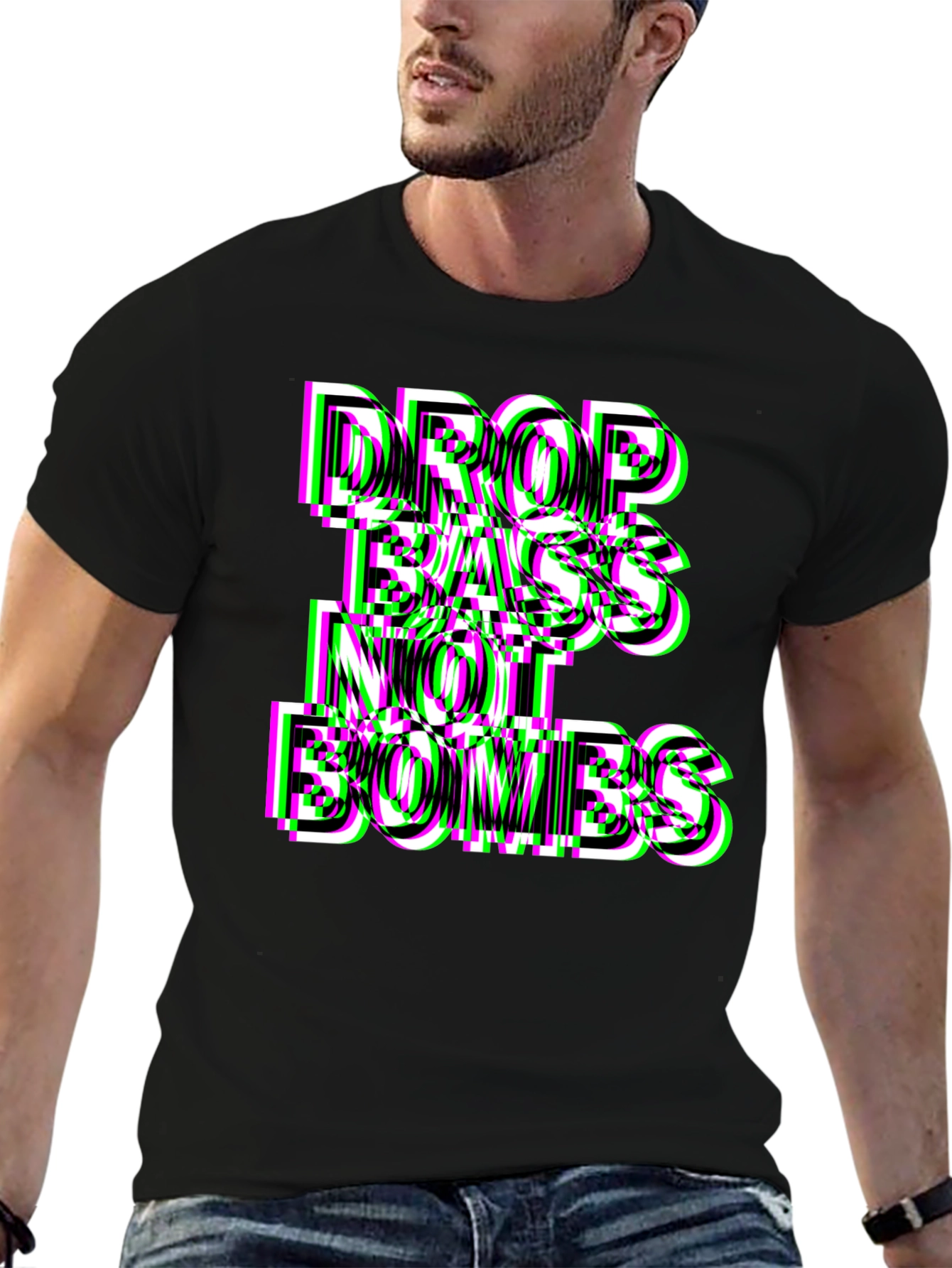 Black Drop Bass Not Bombs Graphic Tee view 6