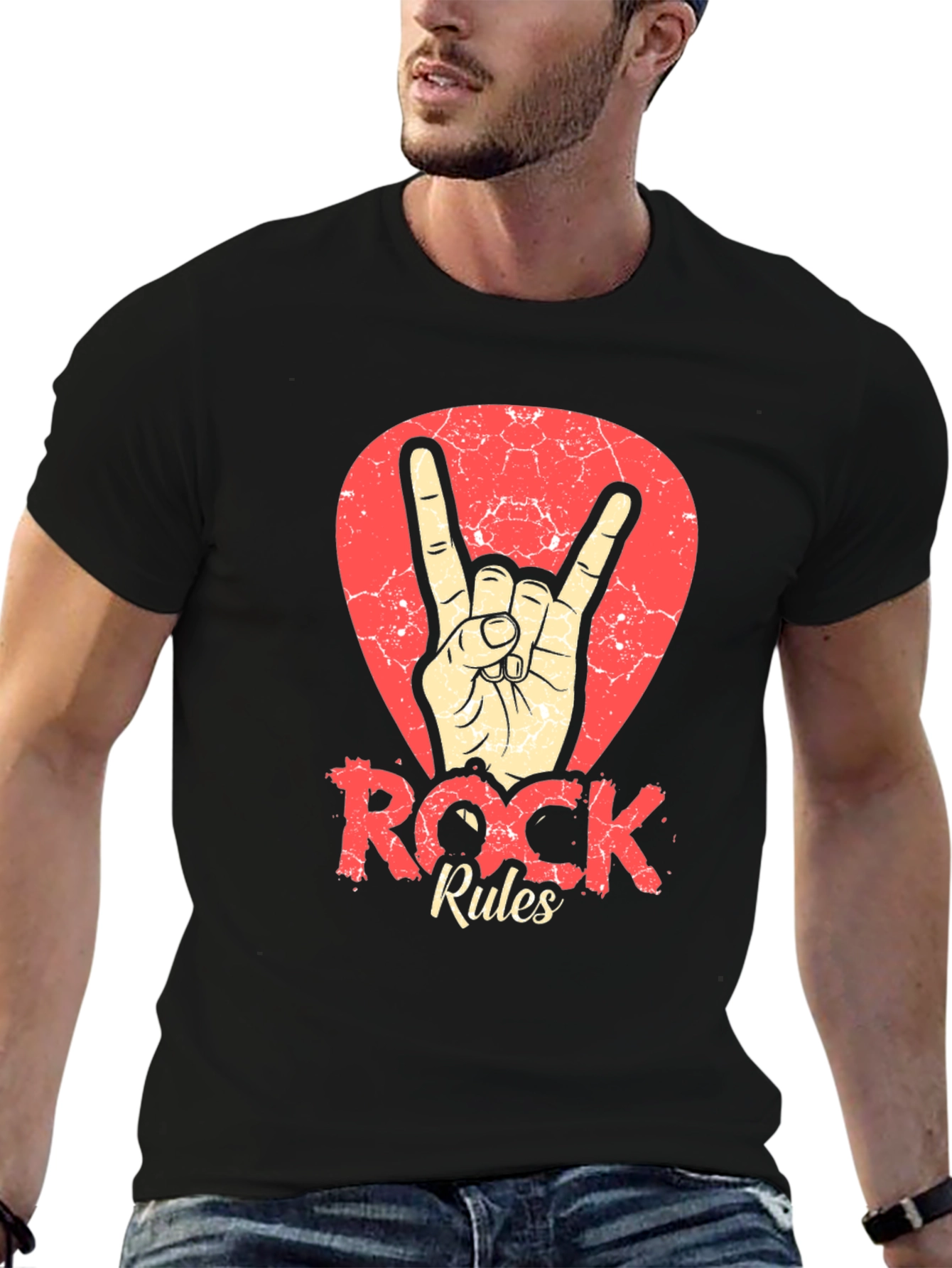 Black Rock Rules T-Shirt - Black Crew Neck Tee view 6