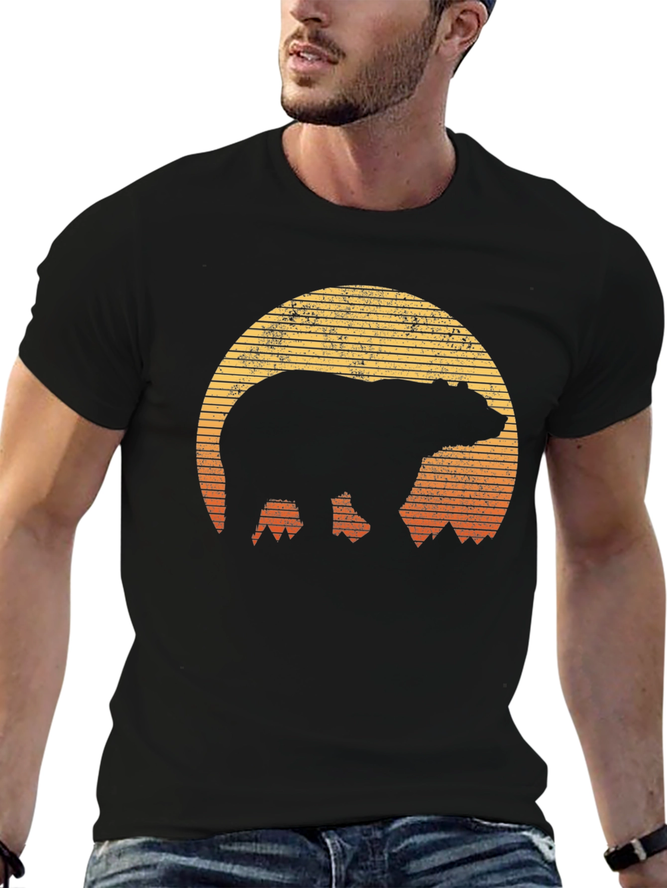 Black Bear Sunset Graphic T-Shirt - Outdoor Adventure Style view 6