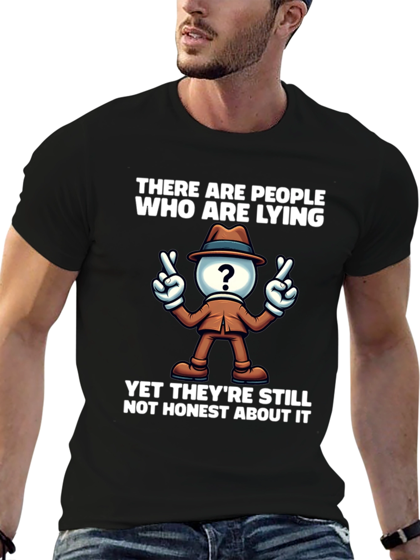 Black Lying People Graphic T-Shirt - Mens view 6
