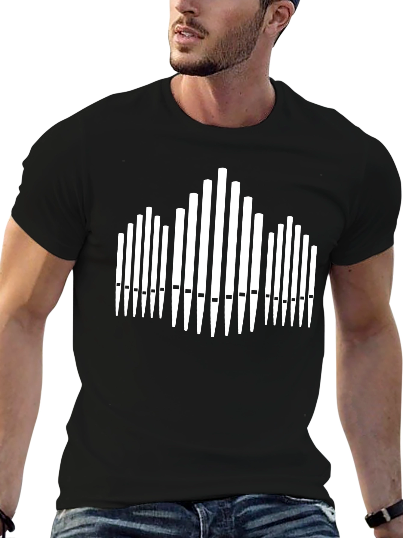 Black Organ Pipes Graphic Tee - Musician's Novelty Shirt view 6