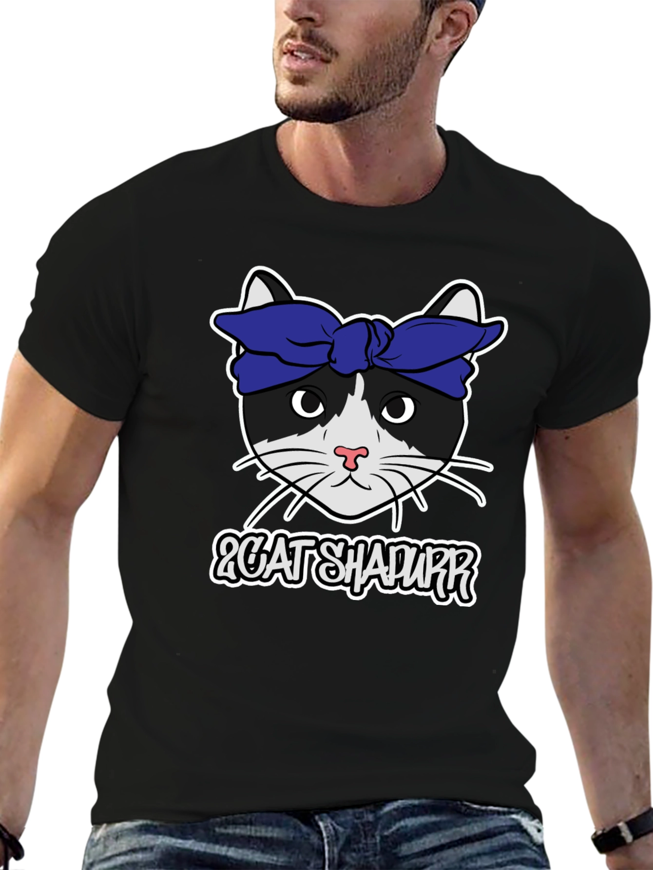 Black Cat Shapurr T-Shirt view 6