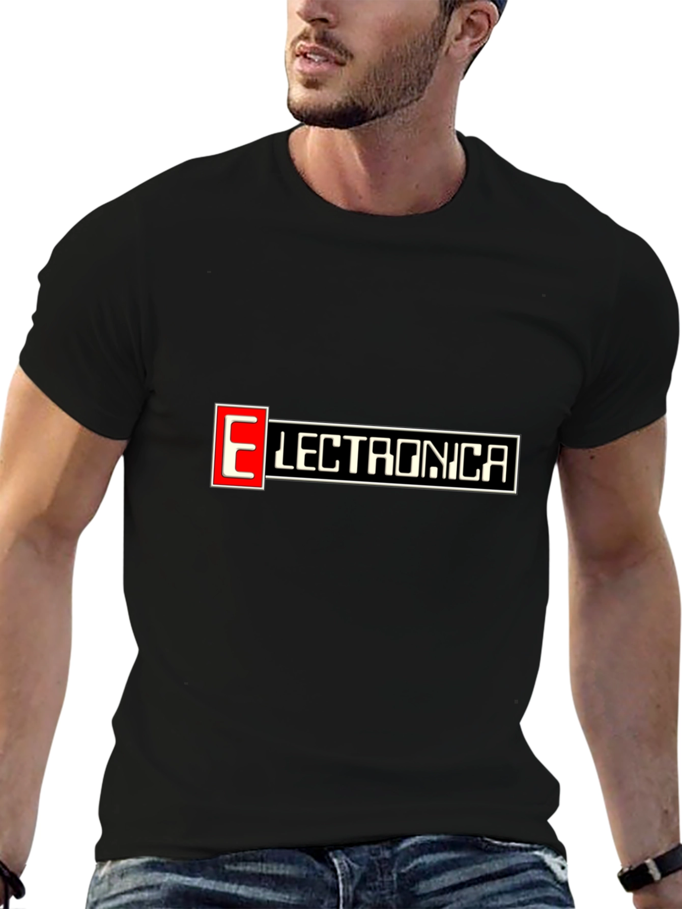 Black Electronica Black Graphic T-Shirt view 6