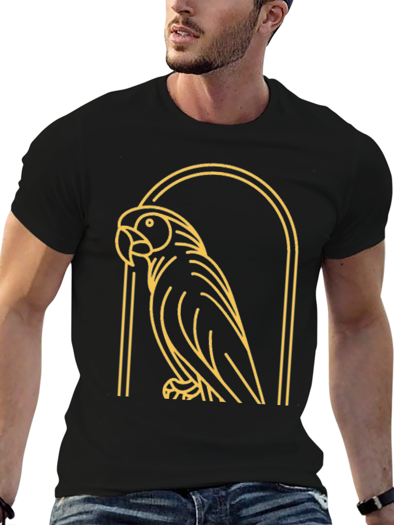 Black Parrot Graphic Tee - Modern Bird Design view 6