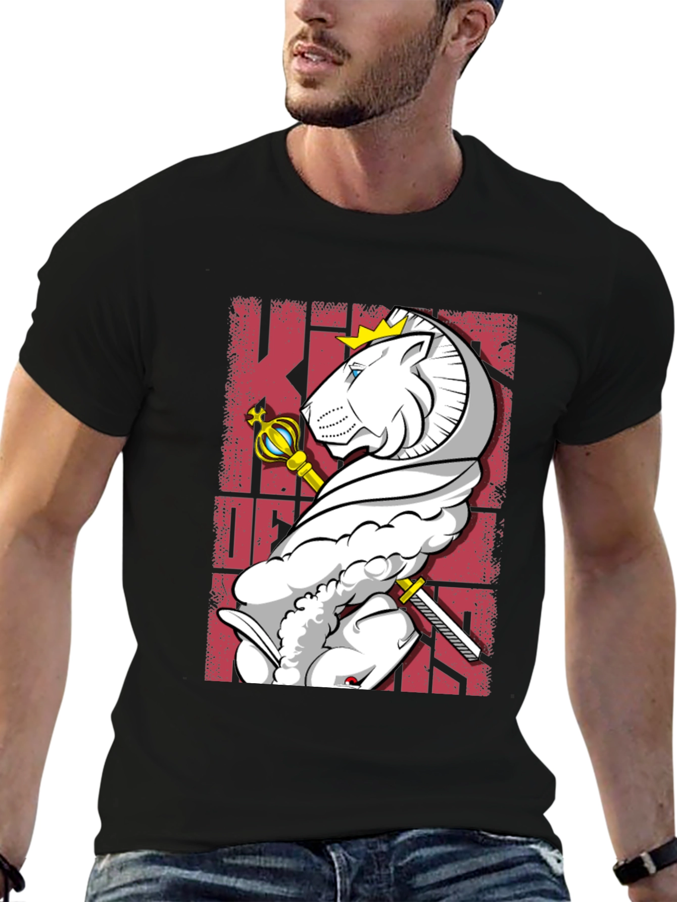 Black King Chess Piece Graphic Tee - Black Cotton T-Shirt view 6