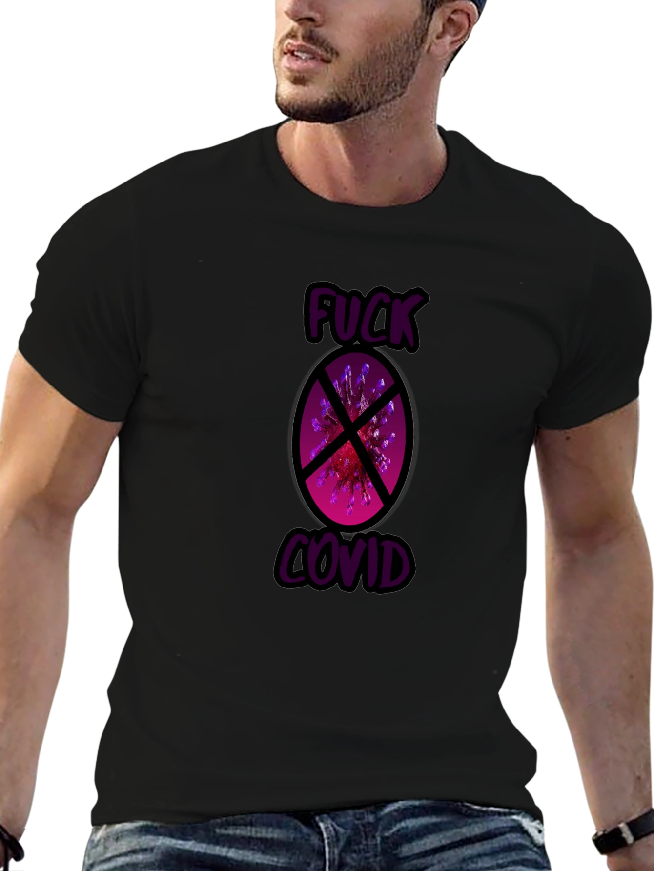 Black F*ck Covid Black Graphic Tee view 6