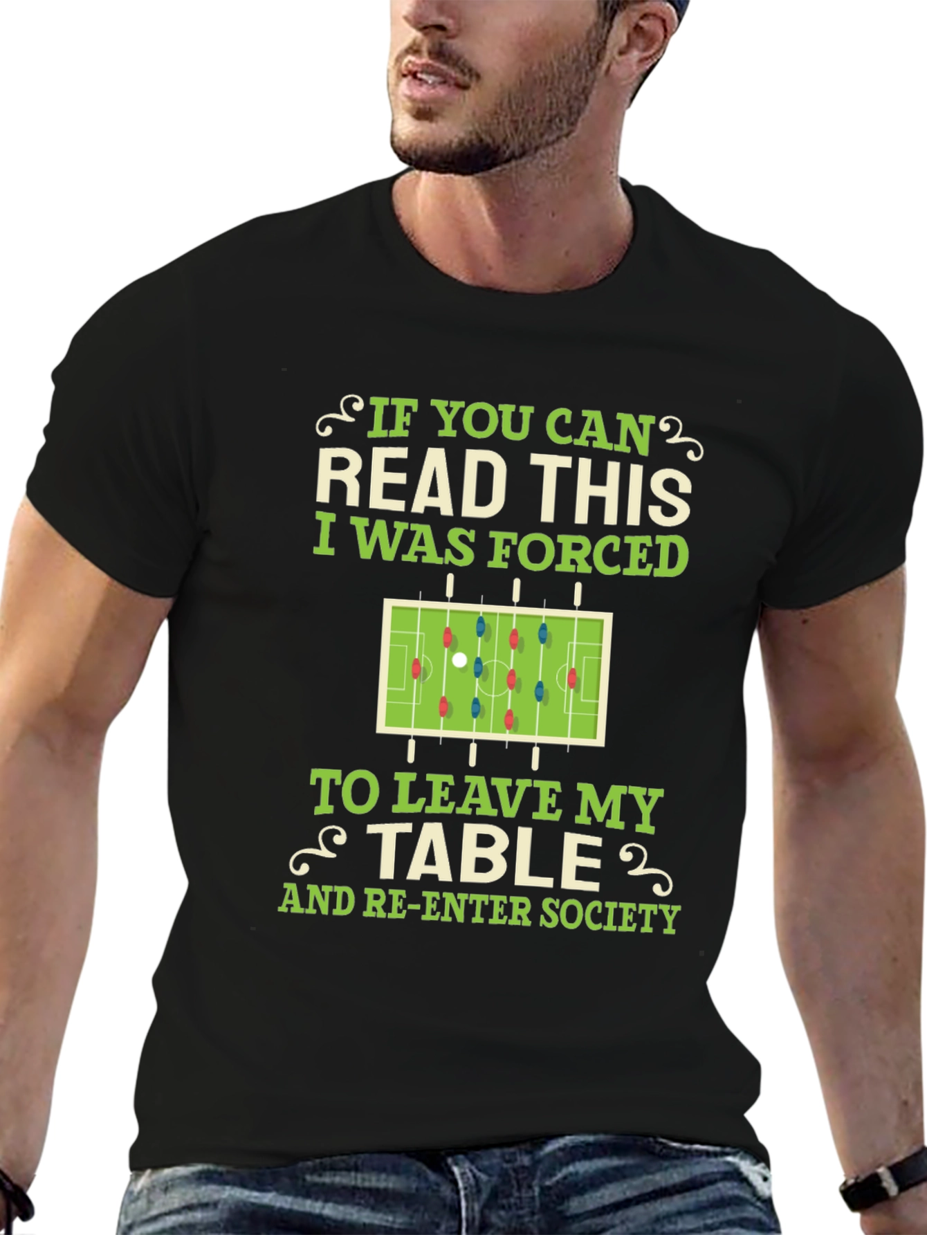Black Funny Foosball Table Player T-Shirt view 6