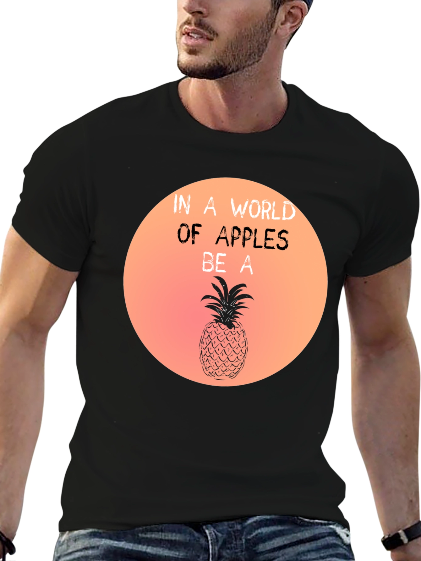 Black Be a Pineapple Graphic T-Shirt - Unique & Stylish Tee view 6