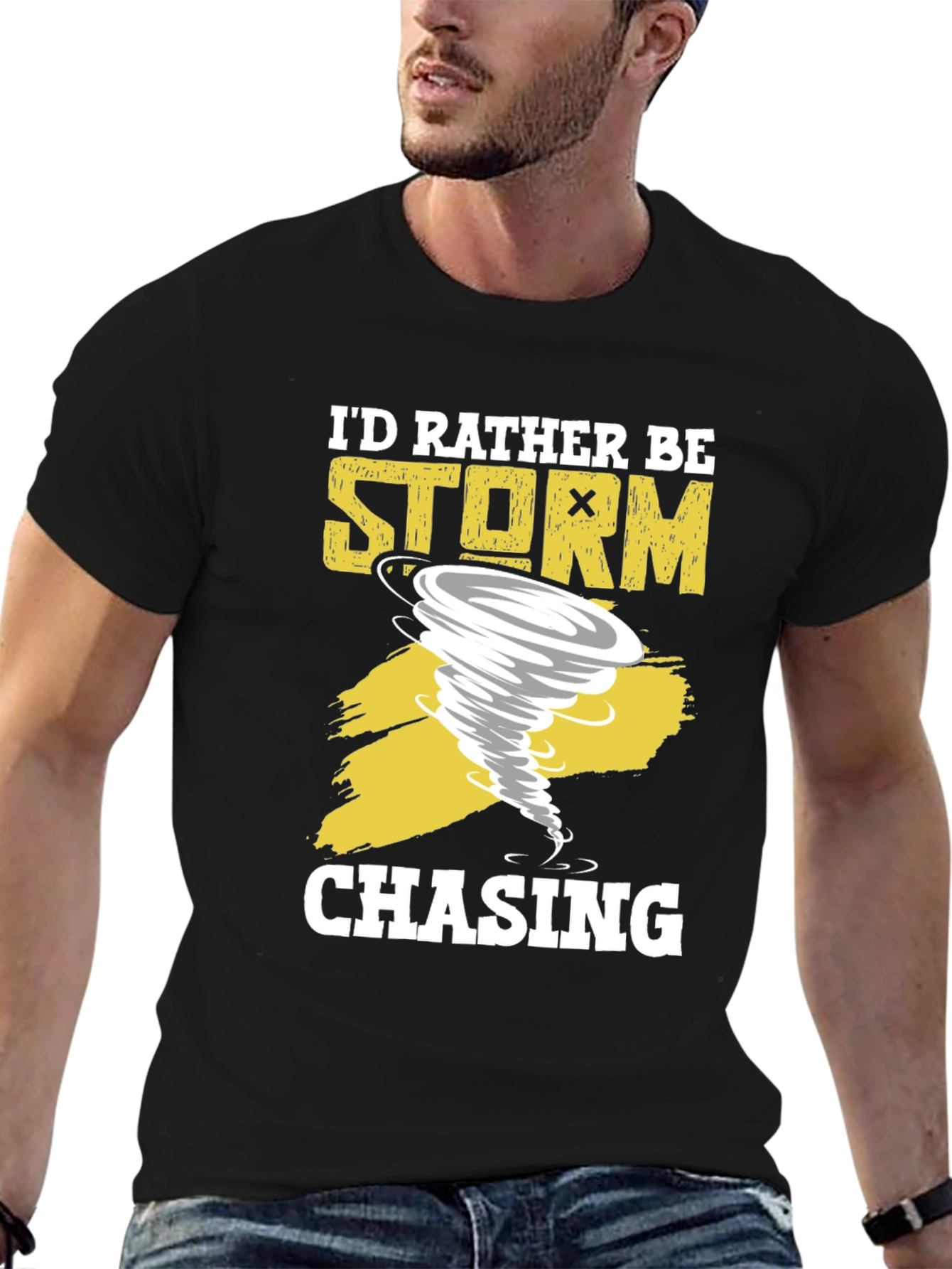 Black Storm Chaser T-Shirt - Tornado Graphic Novelty Tee view 6