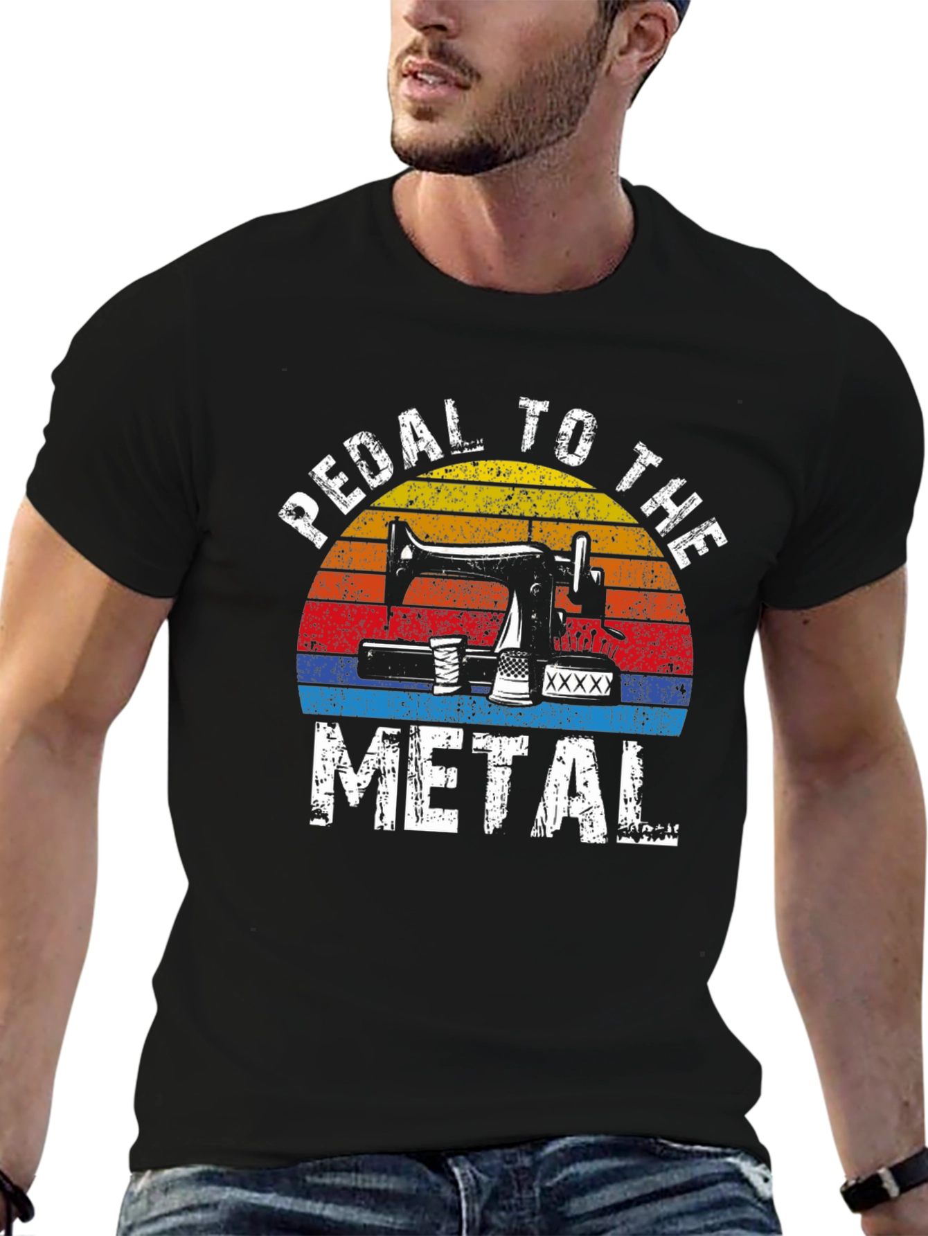 Black Pedal to the Metal Sewing T-Shirt view 6