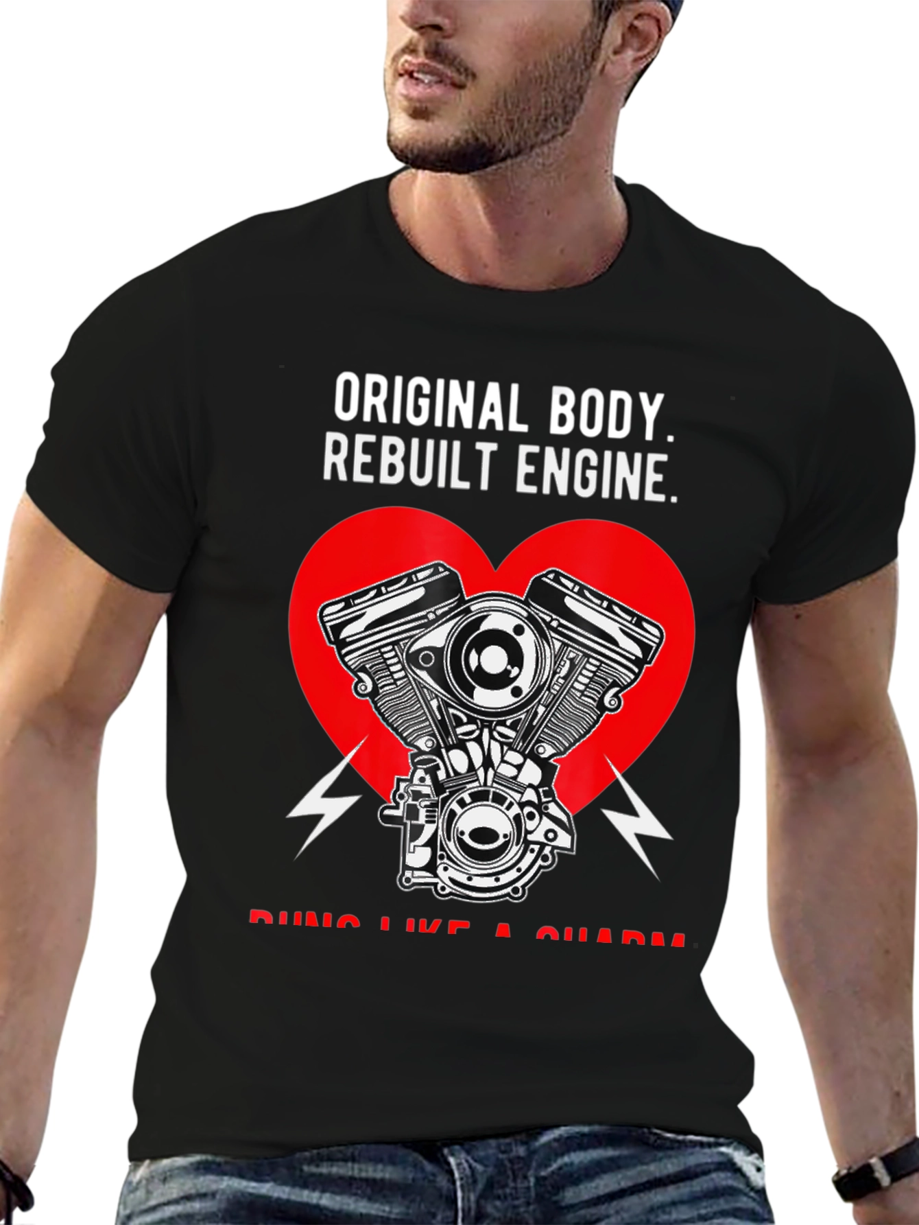 Black Original Body Rebuilt Engine Men's Tee view 6